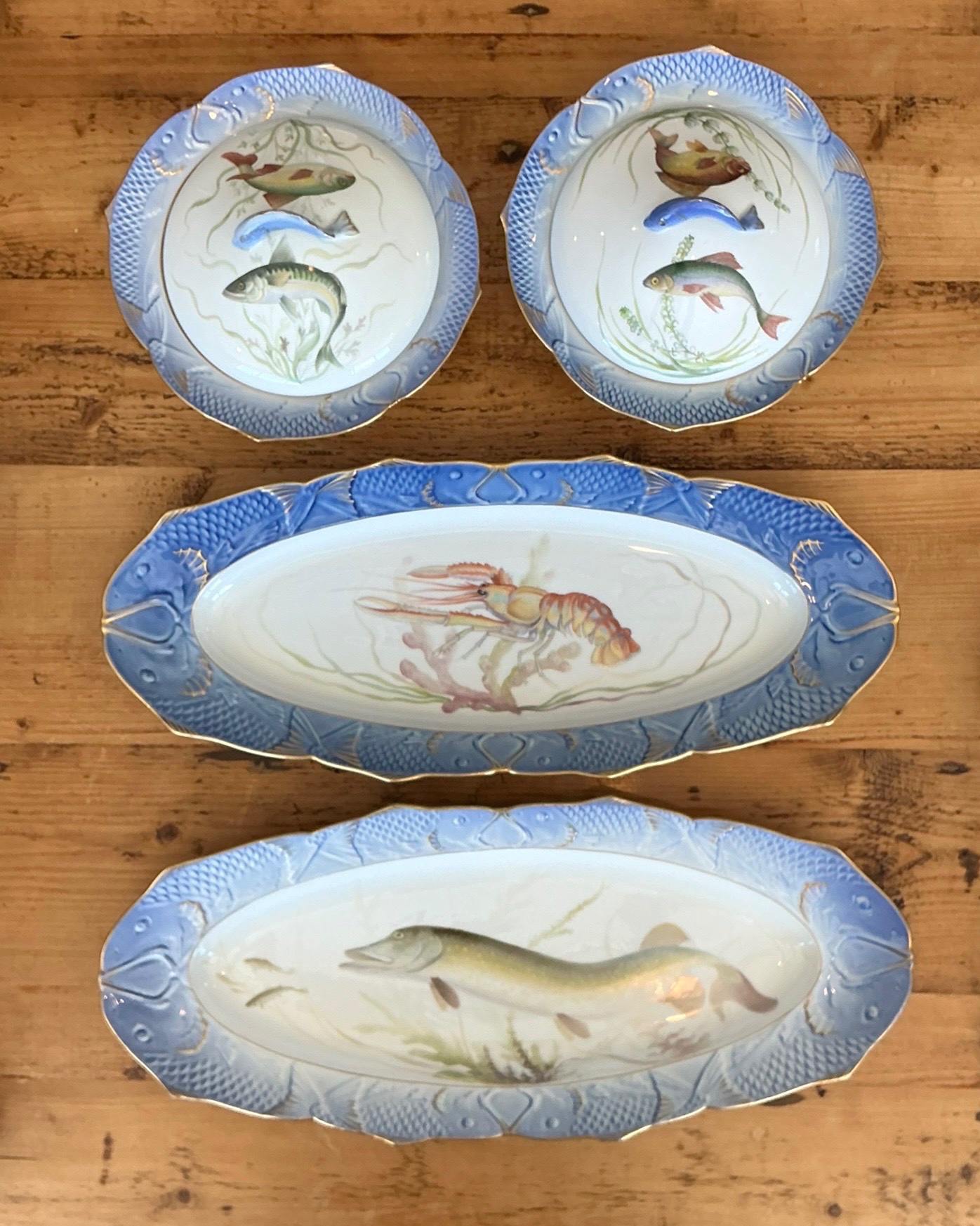 Vintage Royal Copenhagen Ichthyological Porcelain Serving Pieces - Set Of 4 - Side view