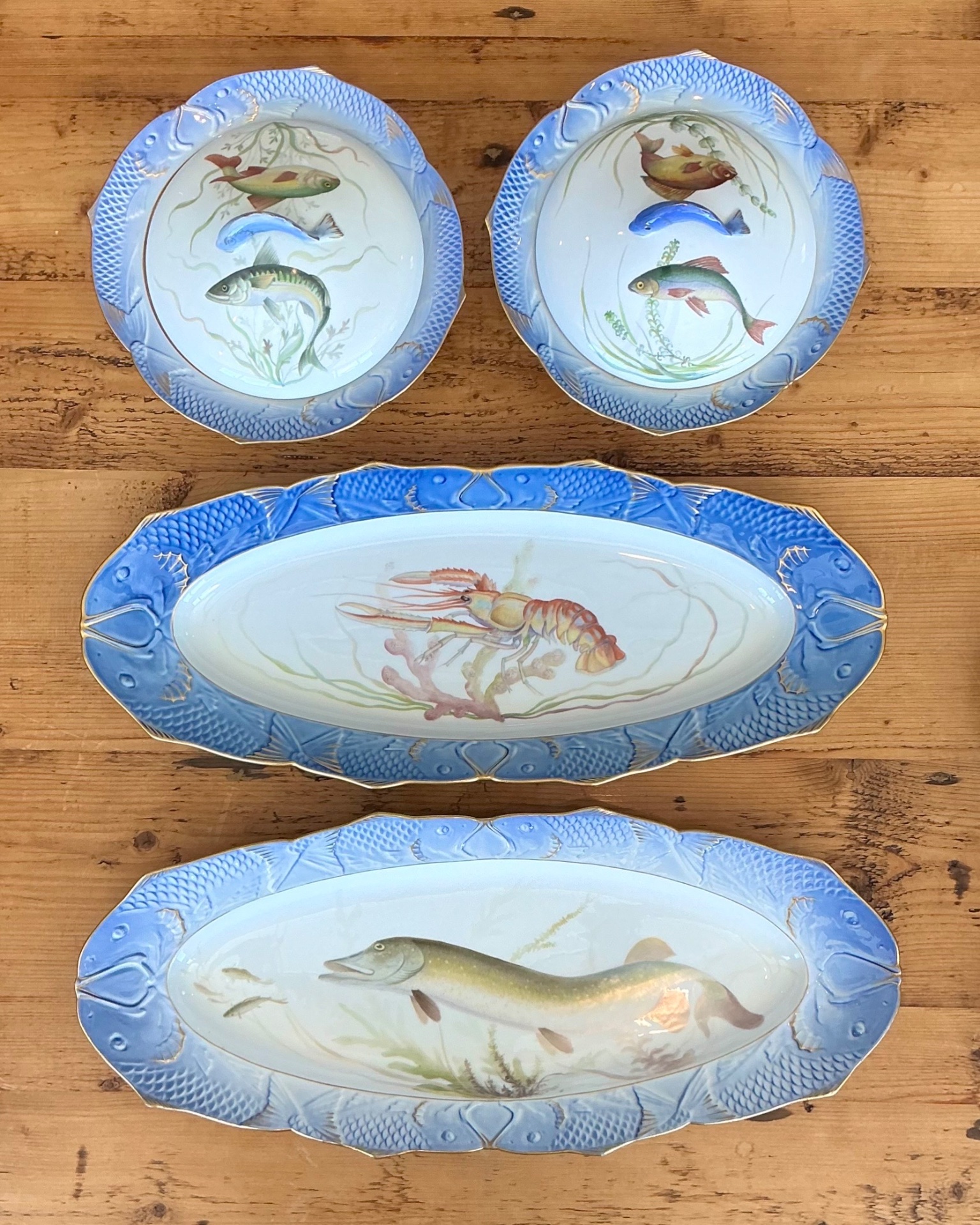 Vintage Royal Copenhagen Ichthyological Porcelain Serving Pieces - Set Of 4 - Back view