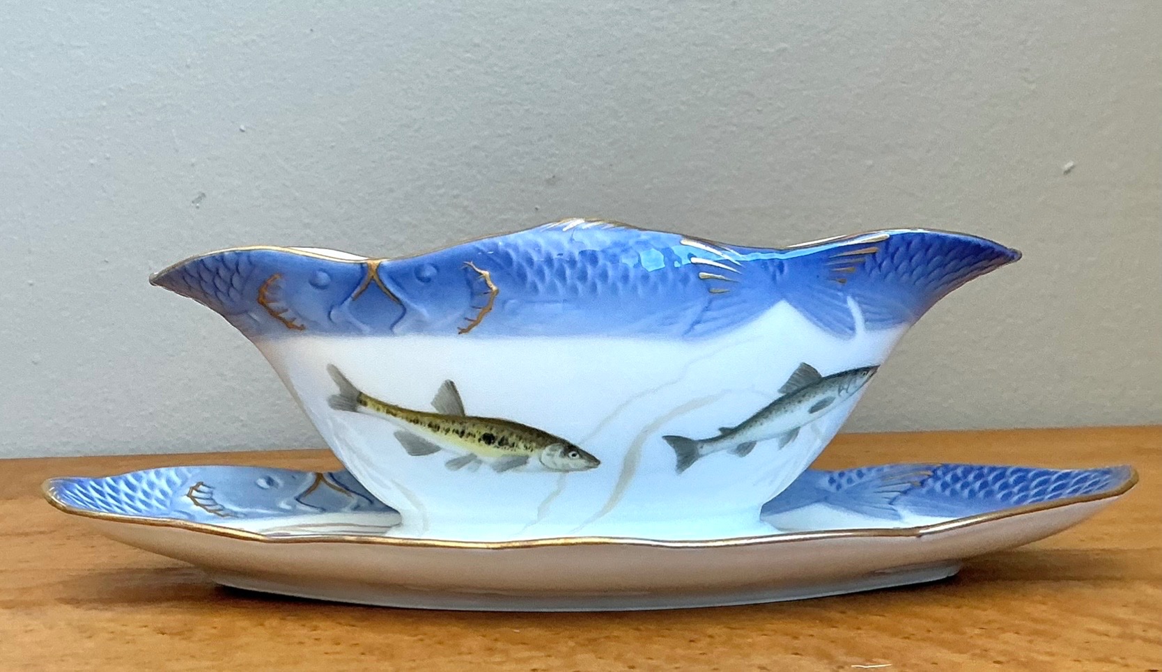 Vintage Royal Copenhagen Ichthyological Porcelain Gravy Bowl - Back view