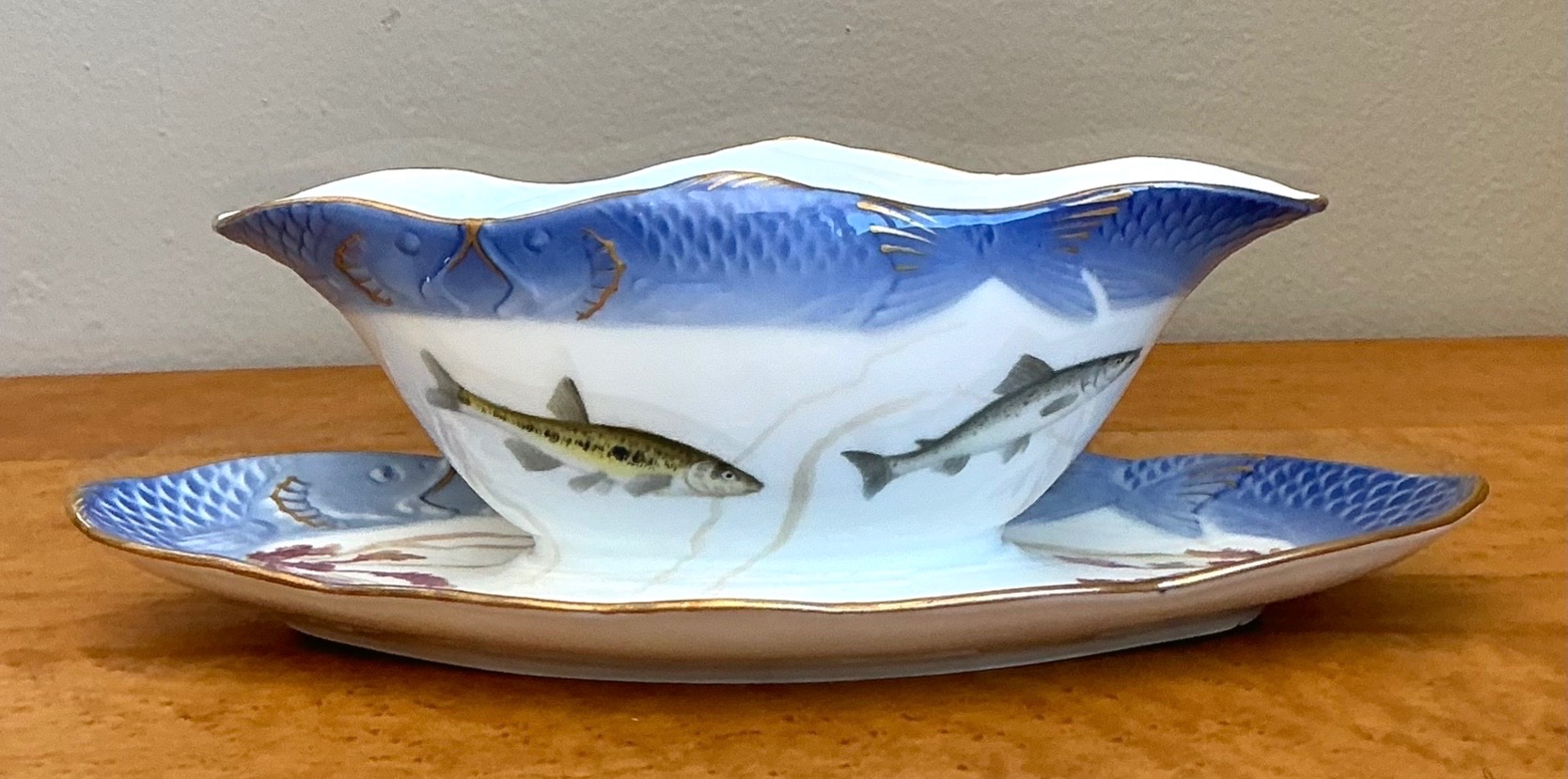 Vintage Royal Copenhagen Ichthyological Porcelain Gravy Bowl - Top view