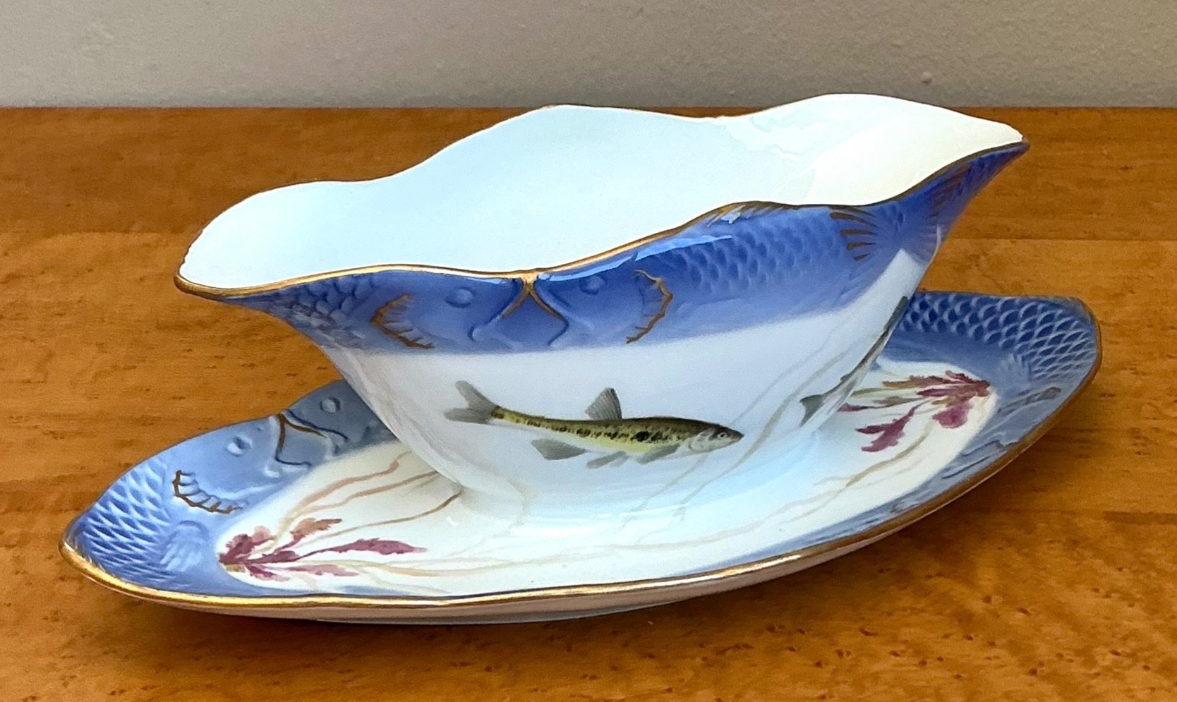 Vintage Royal Copenhagen Ichthyological Porcelain Gravy Bowl - Top view