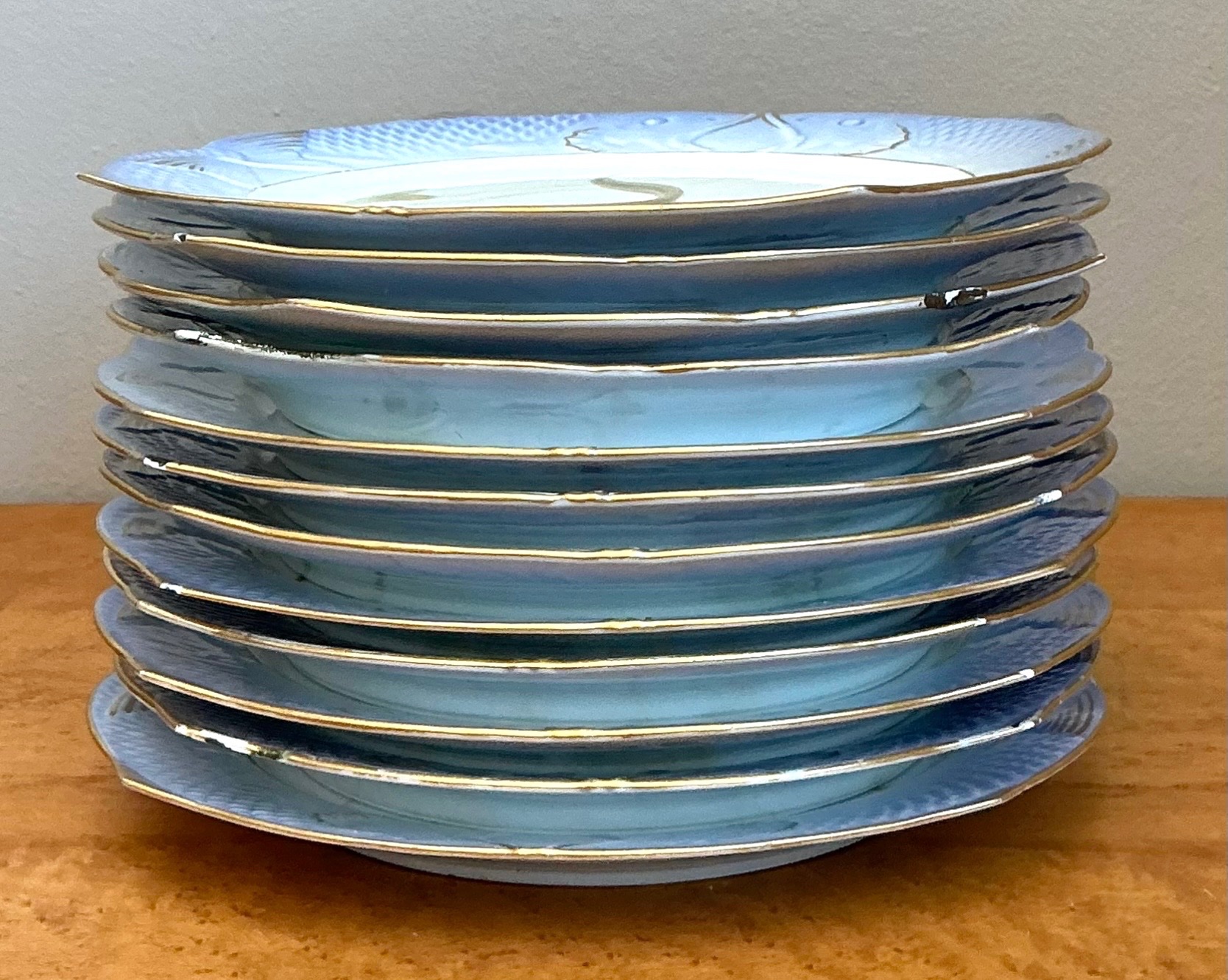 Vintage Royal Copenhagen Ichthyological Porcelain Plates - Set of 12 - Top view