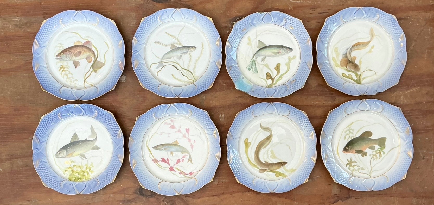 Vintage Royal Copenhagen Ichthyological Porcelain Fish Bowl - Set Of 8; - Back view