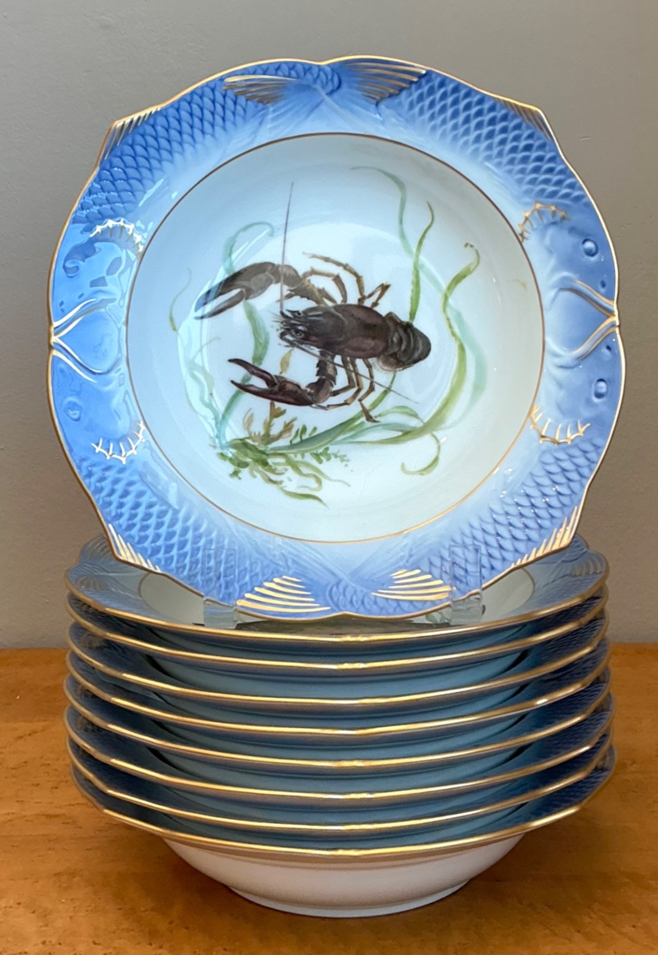 Vintage Royal Copenhagen Ichthyological Porcelain Fish Bowl - Set Of 8; - Side view