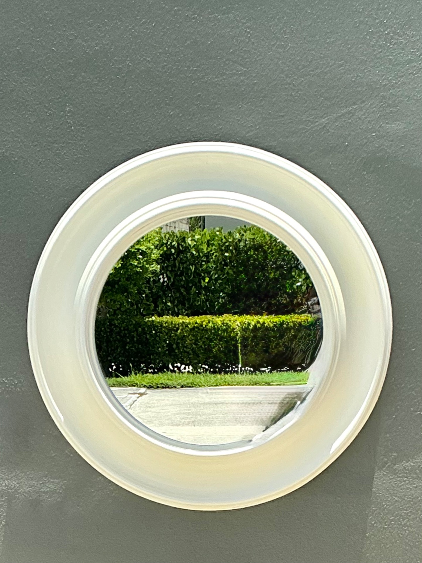 Vintage Round White Wall Mirror - Top view