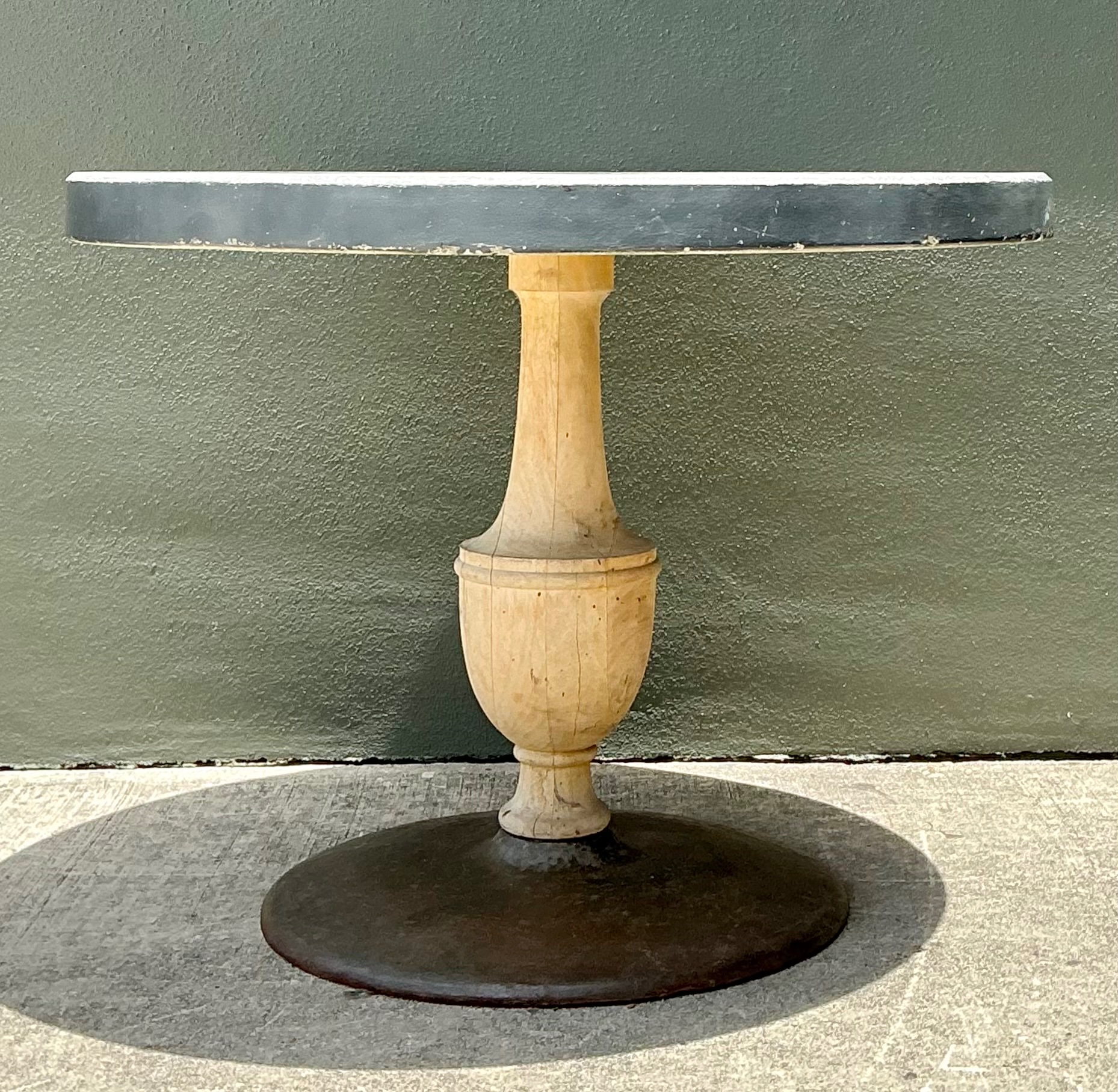 Vintage Boho Patinated Cafe Table - Top view