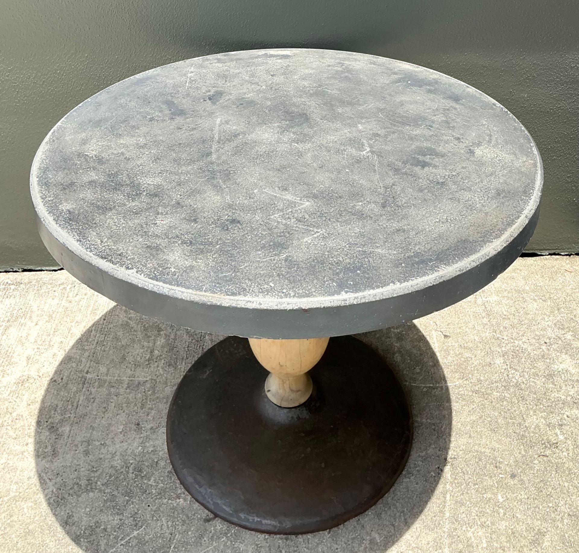 Vintage Boho Patinated Cafe Table - Back view