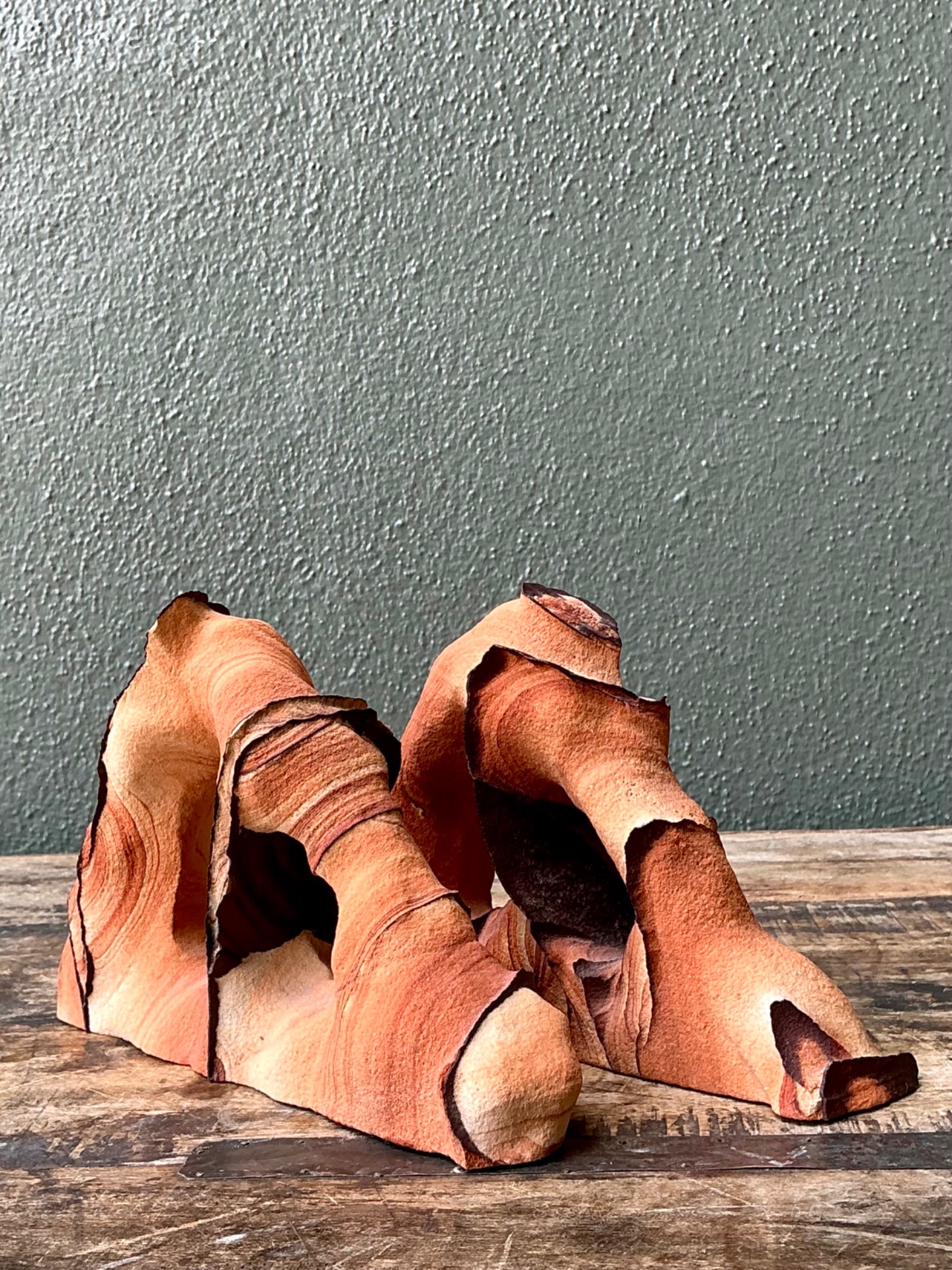 Vintage Natural Form Ceramic Bookends - Detail view