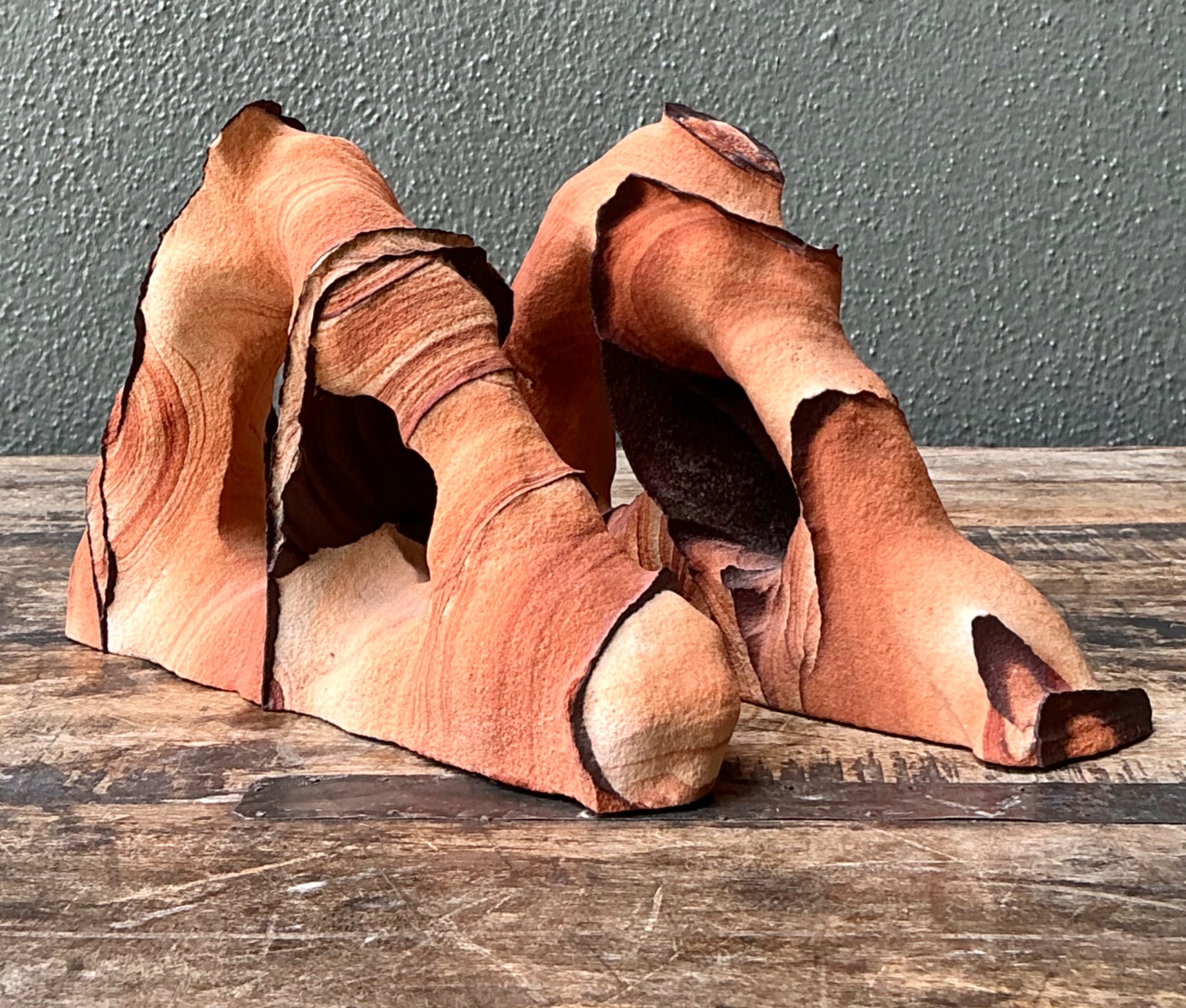 Vintage Natural Form Ceramic Bookends - Back view