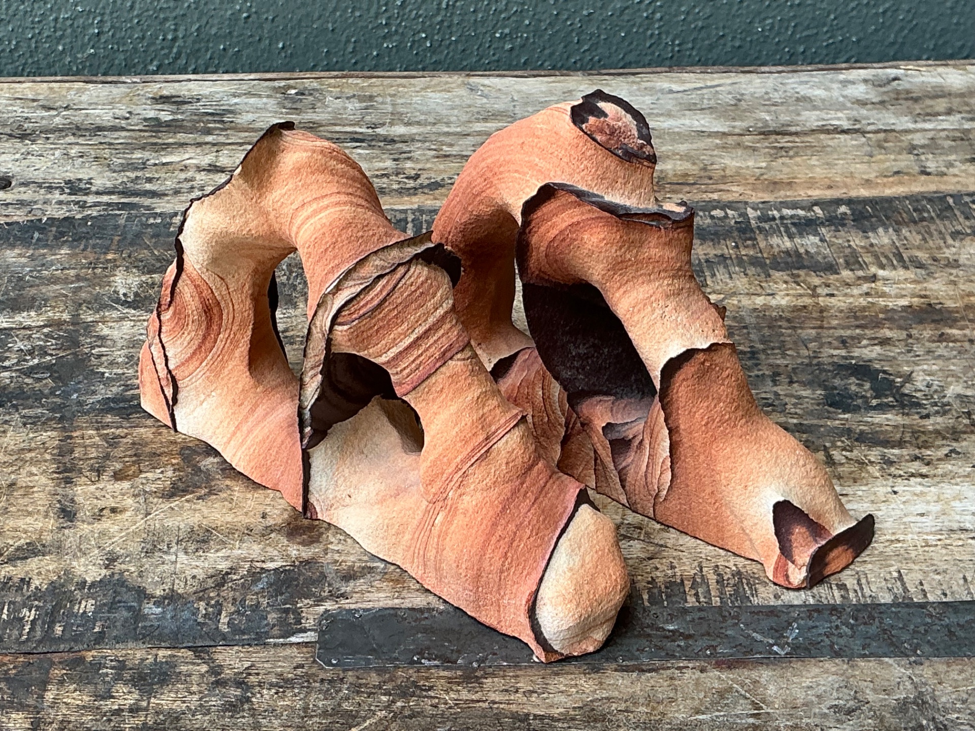 Vintage Natural Form Ceramic Bookends - Side view
