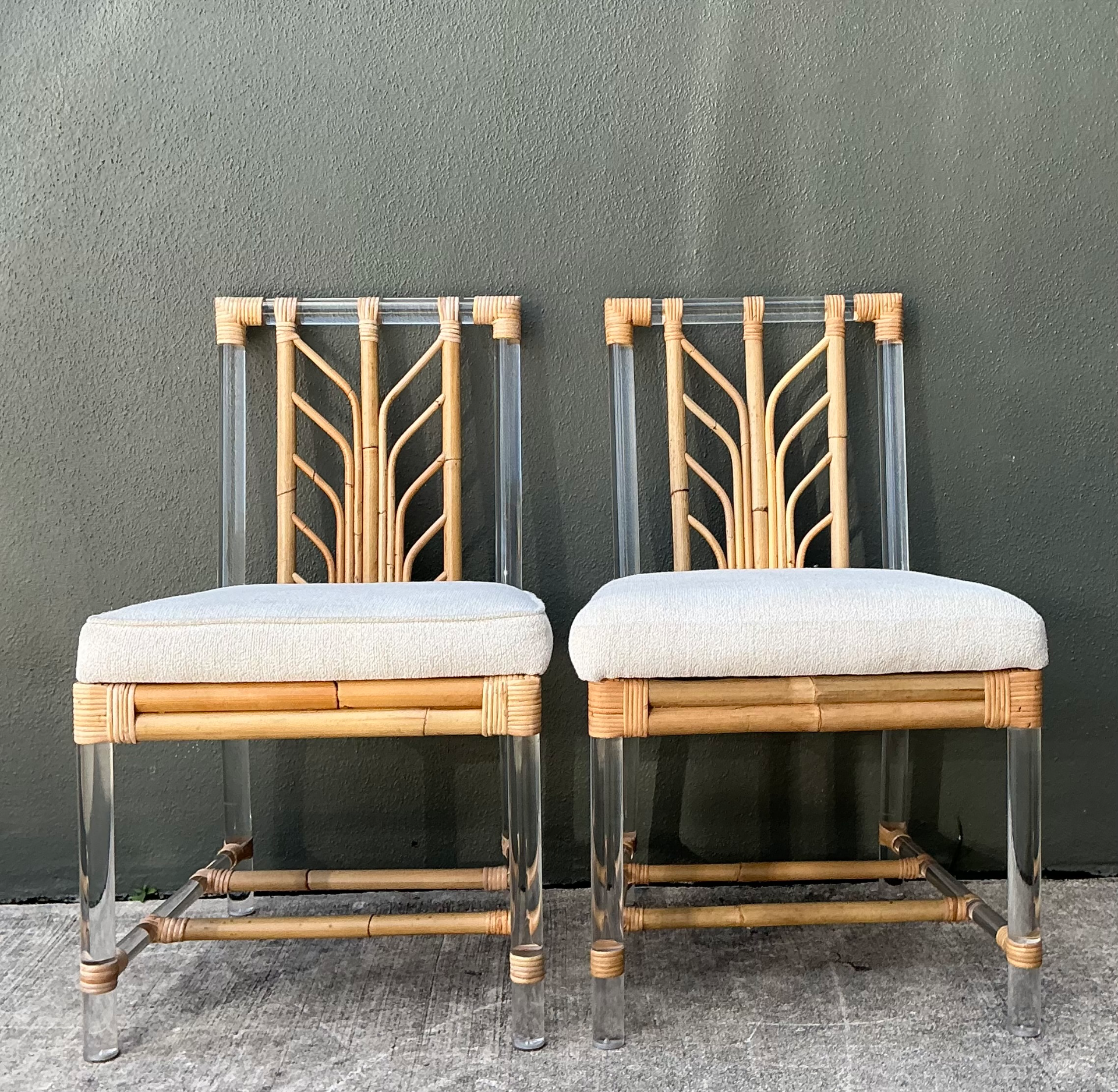 Selamat Rattan and Lucite Side Chairs - Pair - Detail view