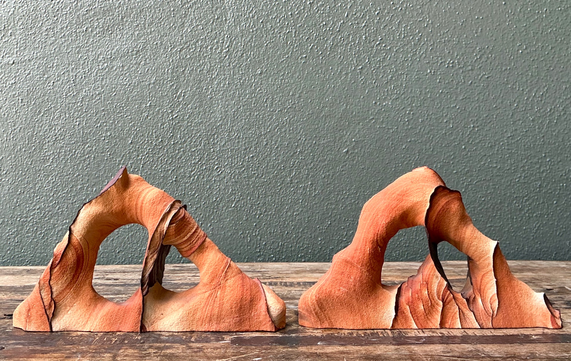 Vintage Natural Form Ceramic Bookends - Top view
