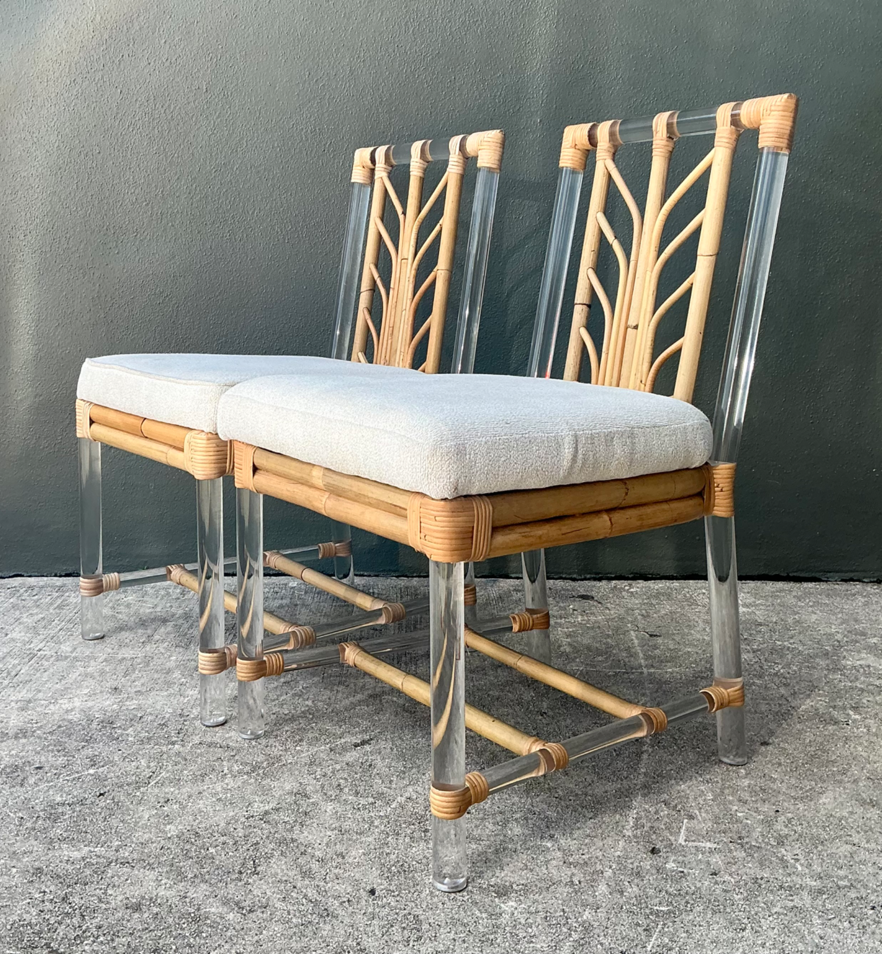 Selamat Rattan and Lucite Side Chairs - Pair - Top view