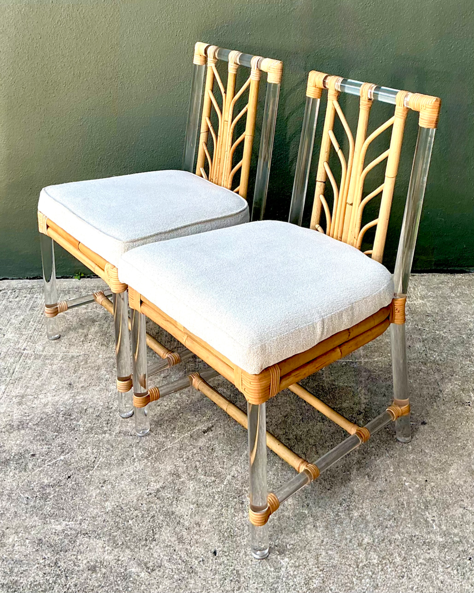 Selamat Rattan and Lucite Side Chairs - Pair - Back view