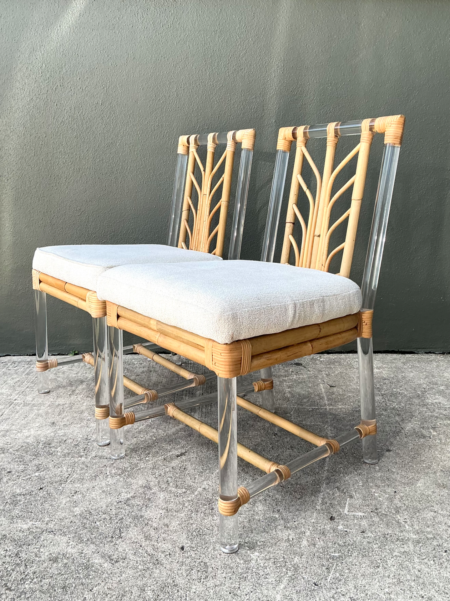 Selamat Rattan and Lucite Side Chairs - Pair - Side view