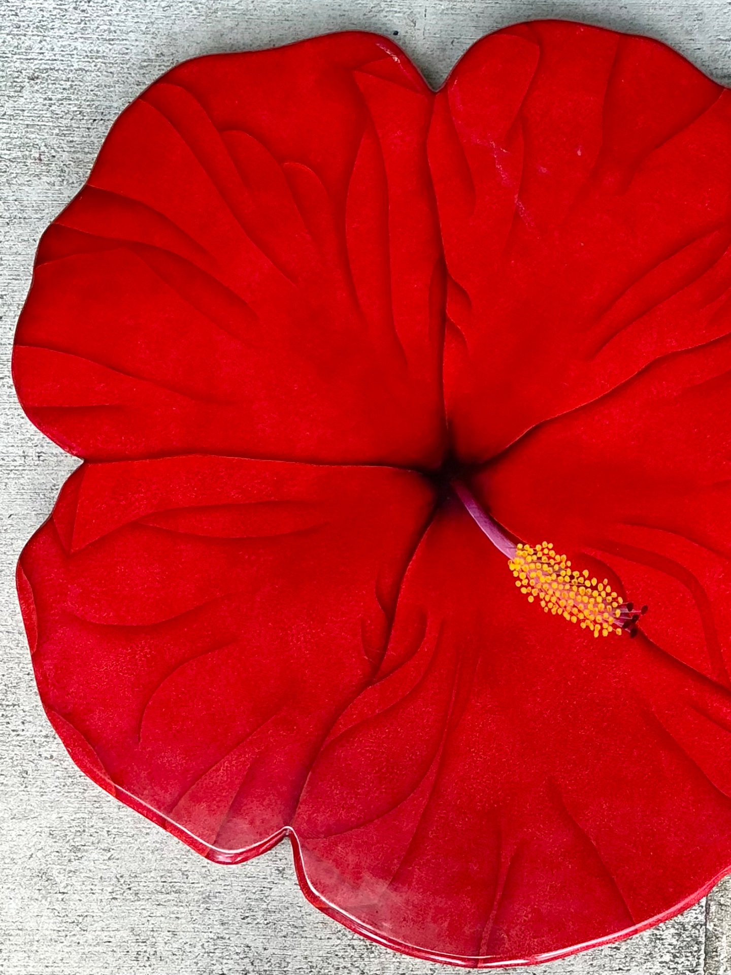 Vintage Red Hibiscus Flower Lazy Susan - Back view