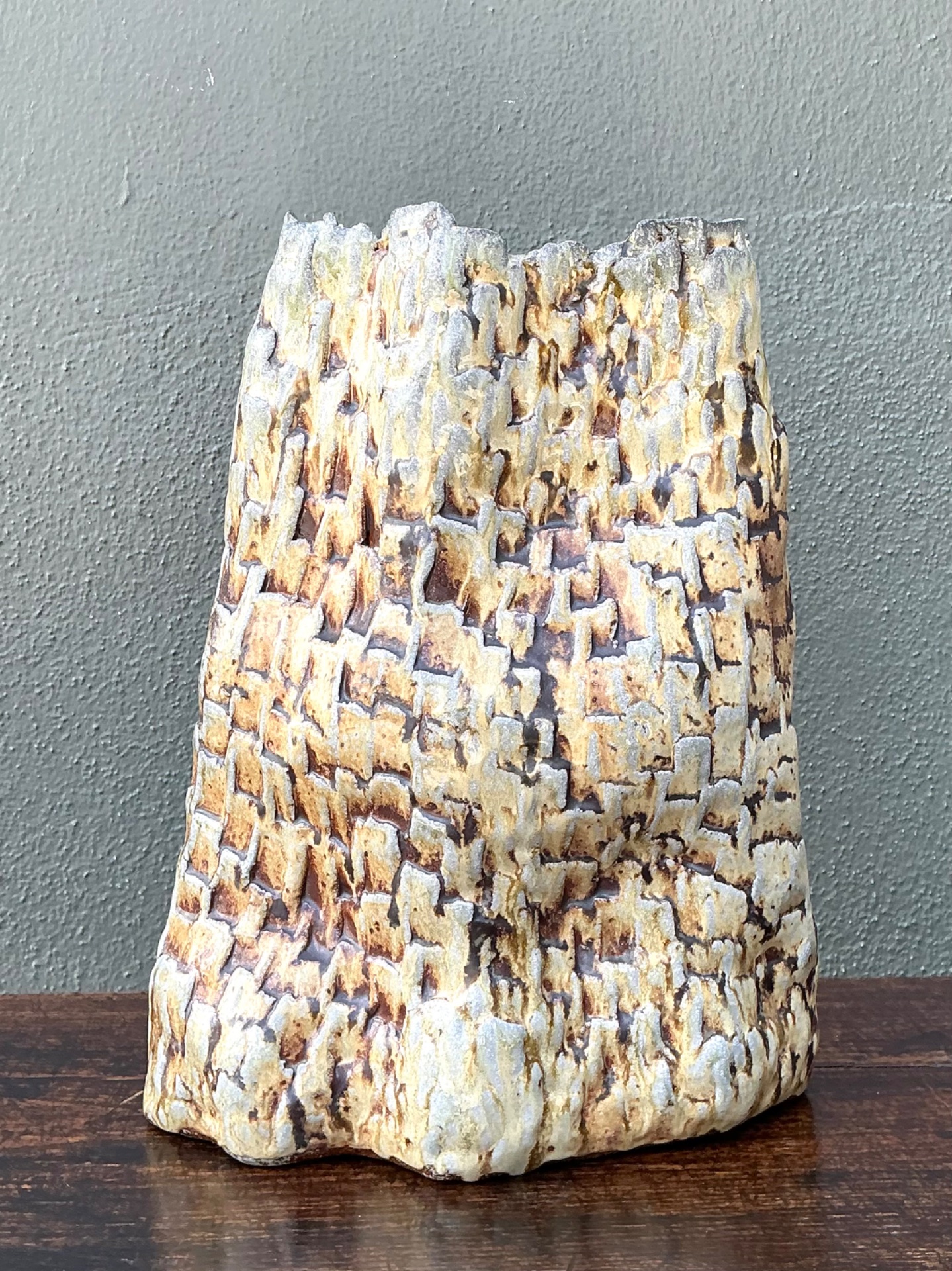 Handcrafted Textured Ceramic Vase - Detail view