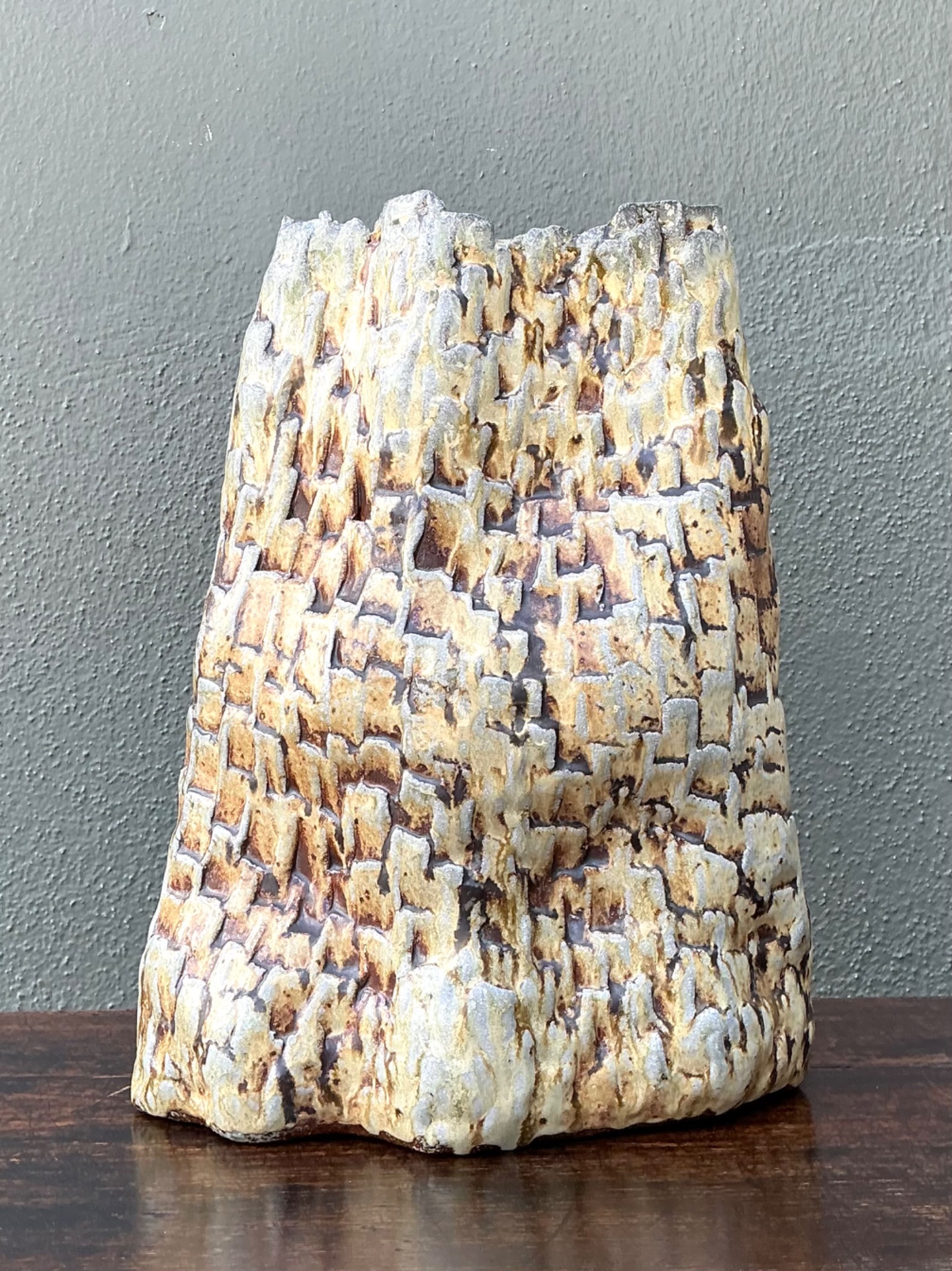 Handcrafted Textured Ceramic Vase - Back view