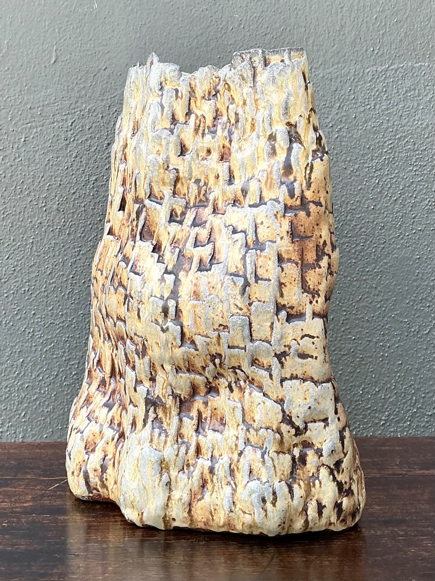 Handcrafted Textured Ceramic Vase - Back view