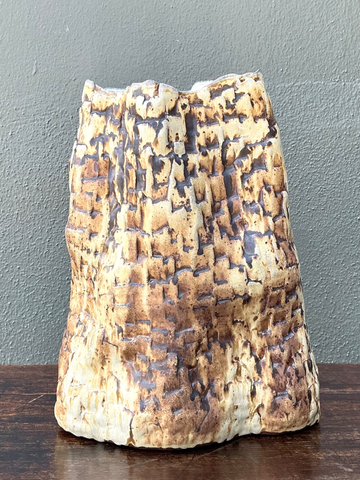 Handcrafted Textured Ceramic Vase - Side view