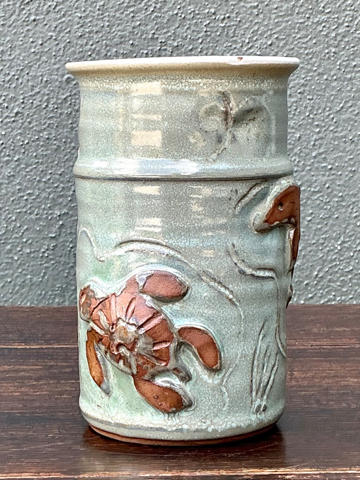 Handcrafted Sea Life Motif Ceramic Vase - Detail view