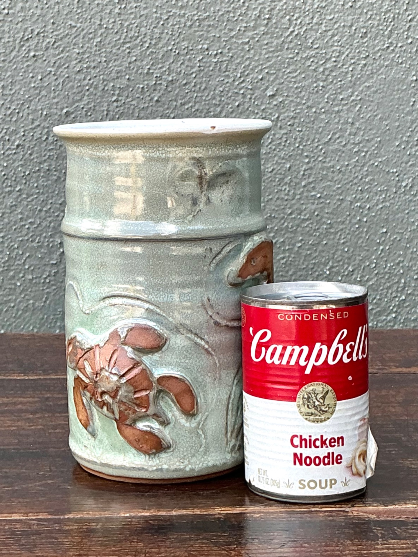 Handcrafted Sea Life Motif Ceramic Vase - Back view