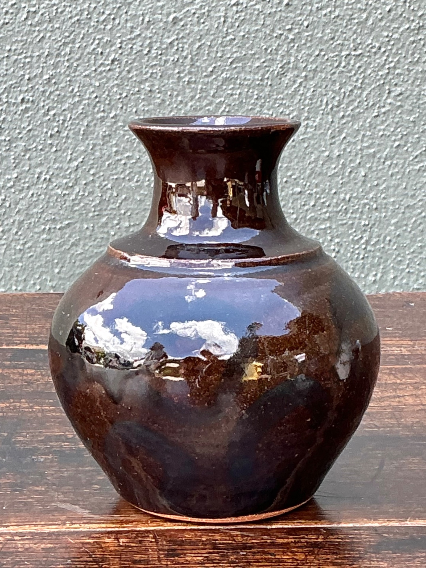 Solomon Signed Brown Ceramic Vase - Detail view