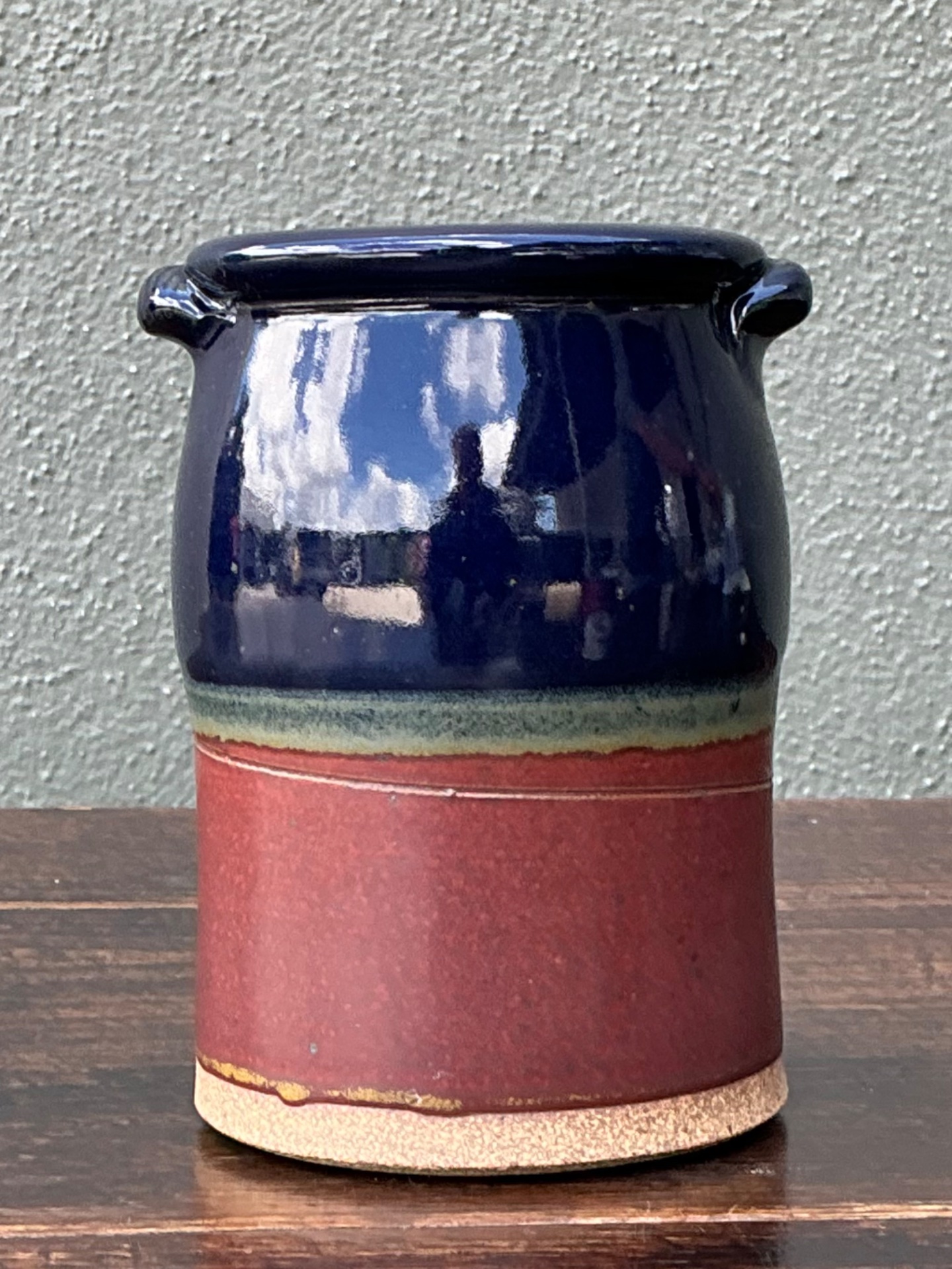 Handcrafted Two-Tone Ceramic Vase - Top view
