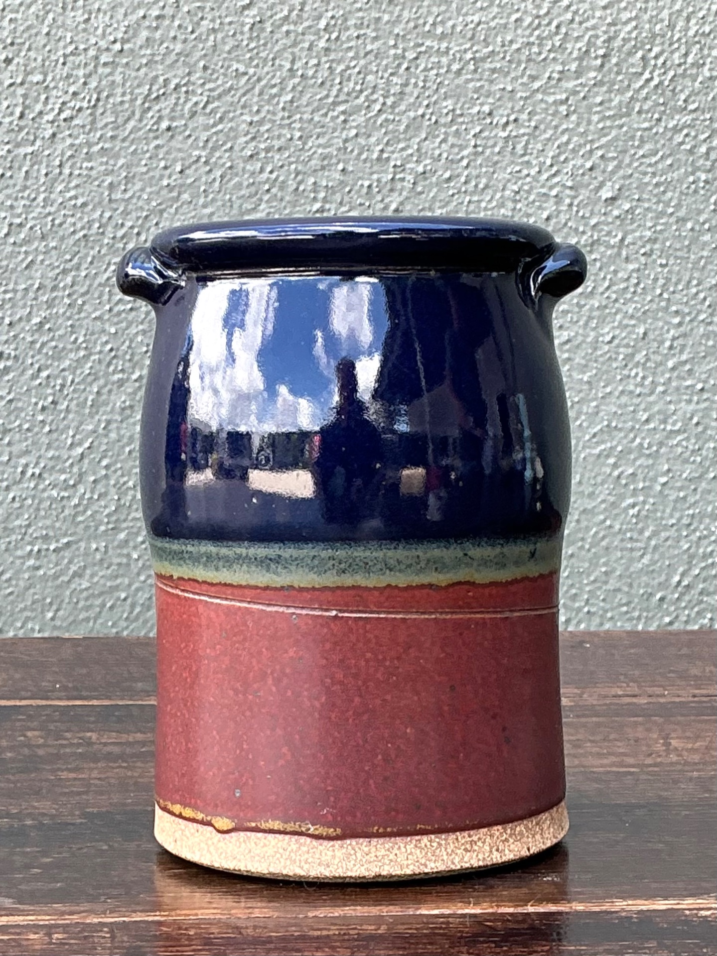 Handcrafted Two-Tone Ceramic Vase - Side view