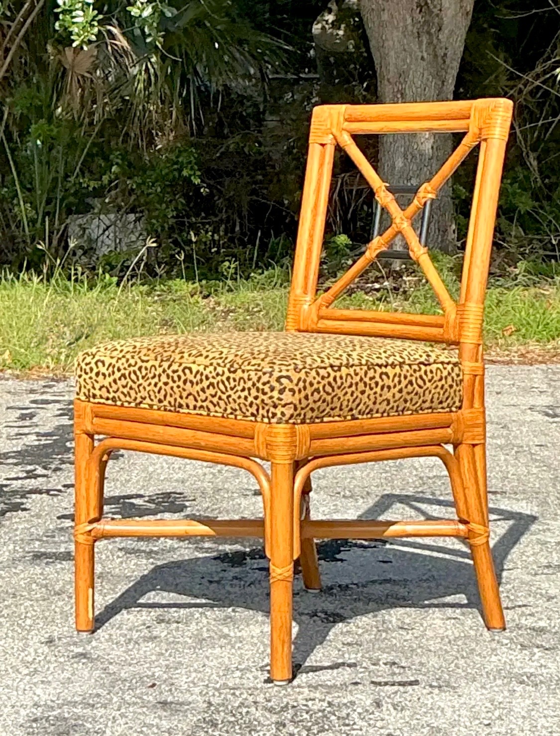Vintage Coastal Target Back Rattan Chair - Back view