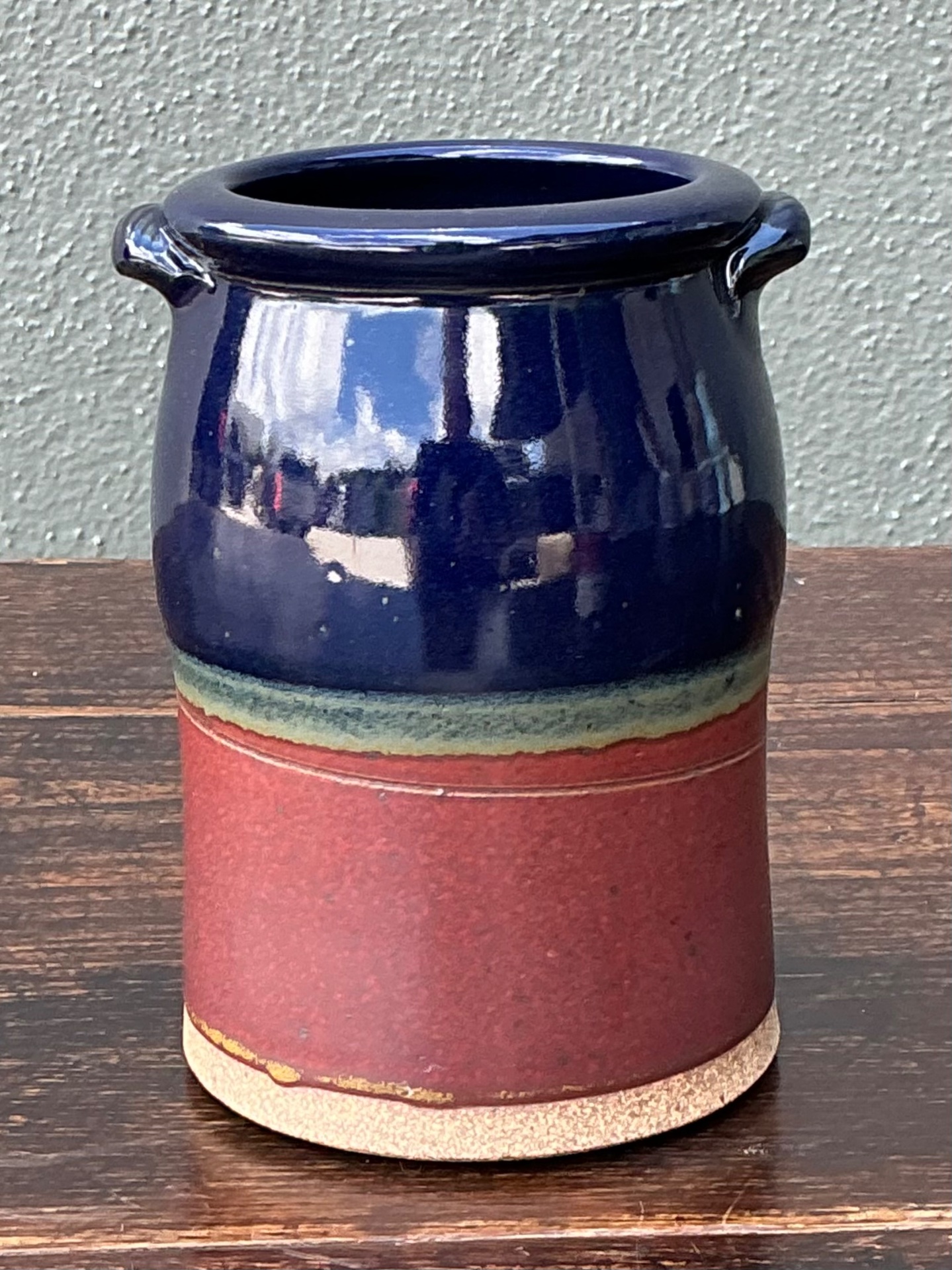 Handcrafted Two-Tone Ceramic Vase - Top view