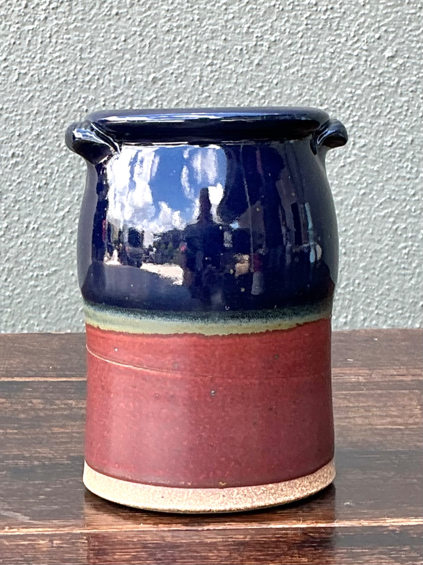 Handcrafted Two-Tone Ceramic Vase - Back view