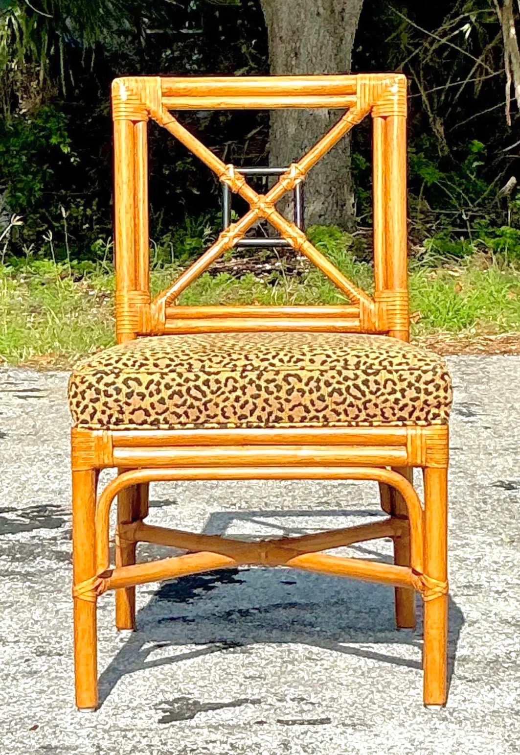 Vintage Coastal Target Back Rattan Chair - Top view