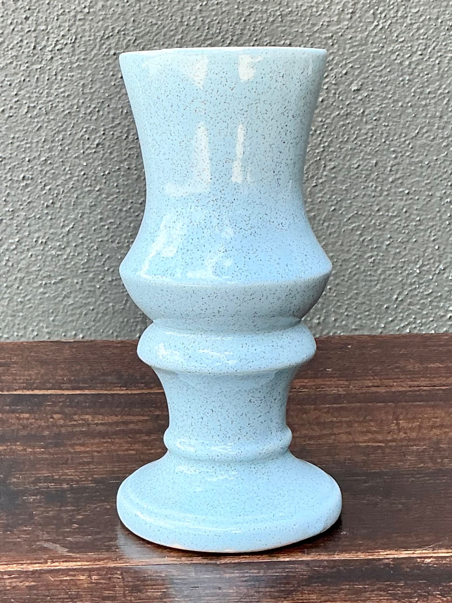 Vintage Speckled Blue Ceramic Vase - Detail view