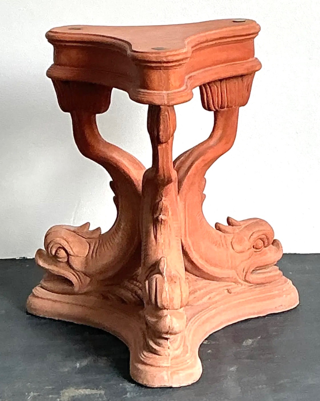 Vintage Cast Concrete Koi Table Pedestal - Detail view