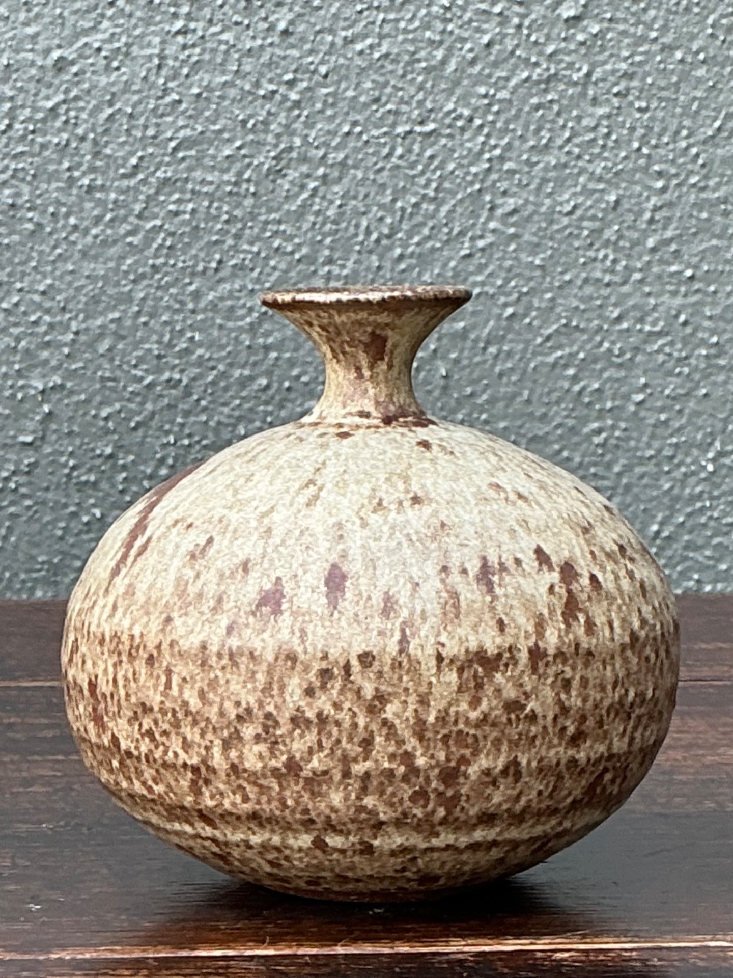 Handcrafted Earth-Tone Ceramic Vase - Back view