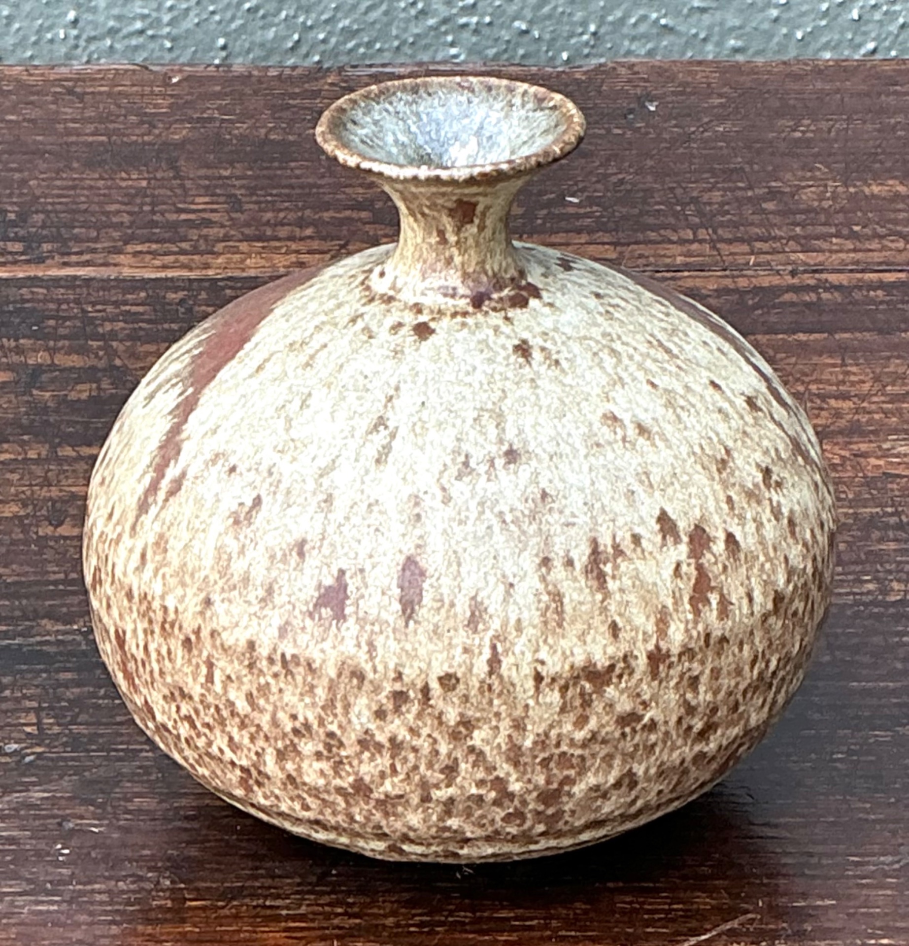 Handcrafted Earth-Tone Ceramic Vase - Back view