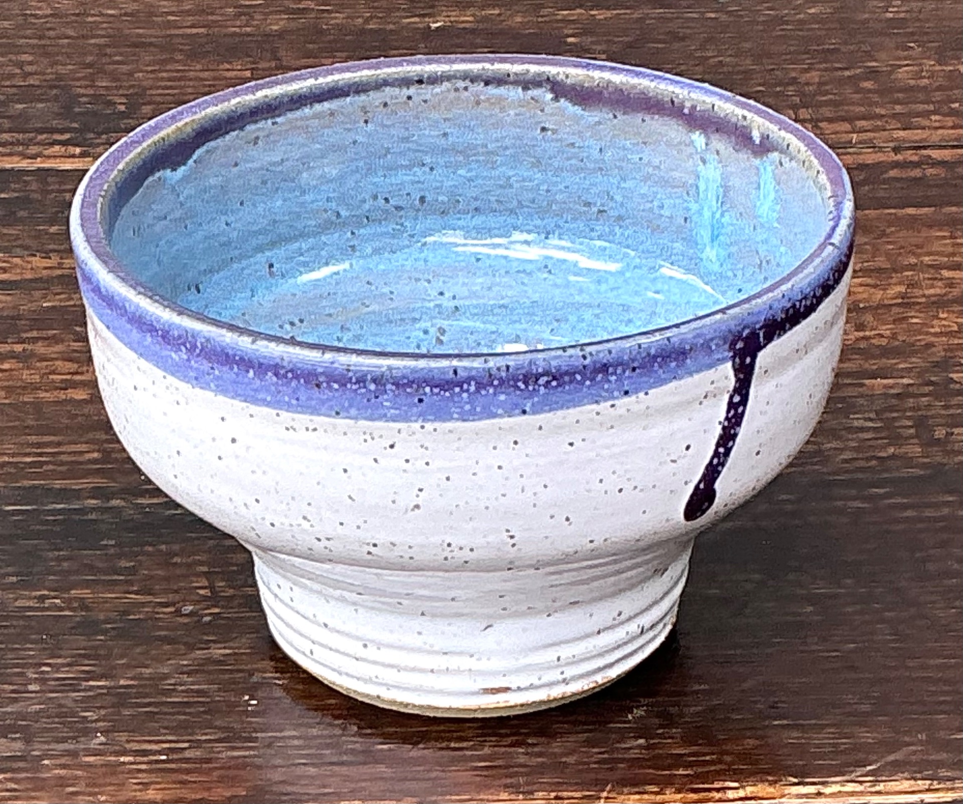 Handcrafted Blue and White Ceramic Bowl - Side view