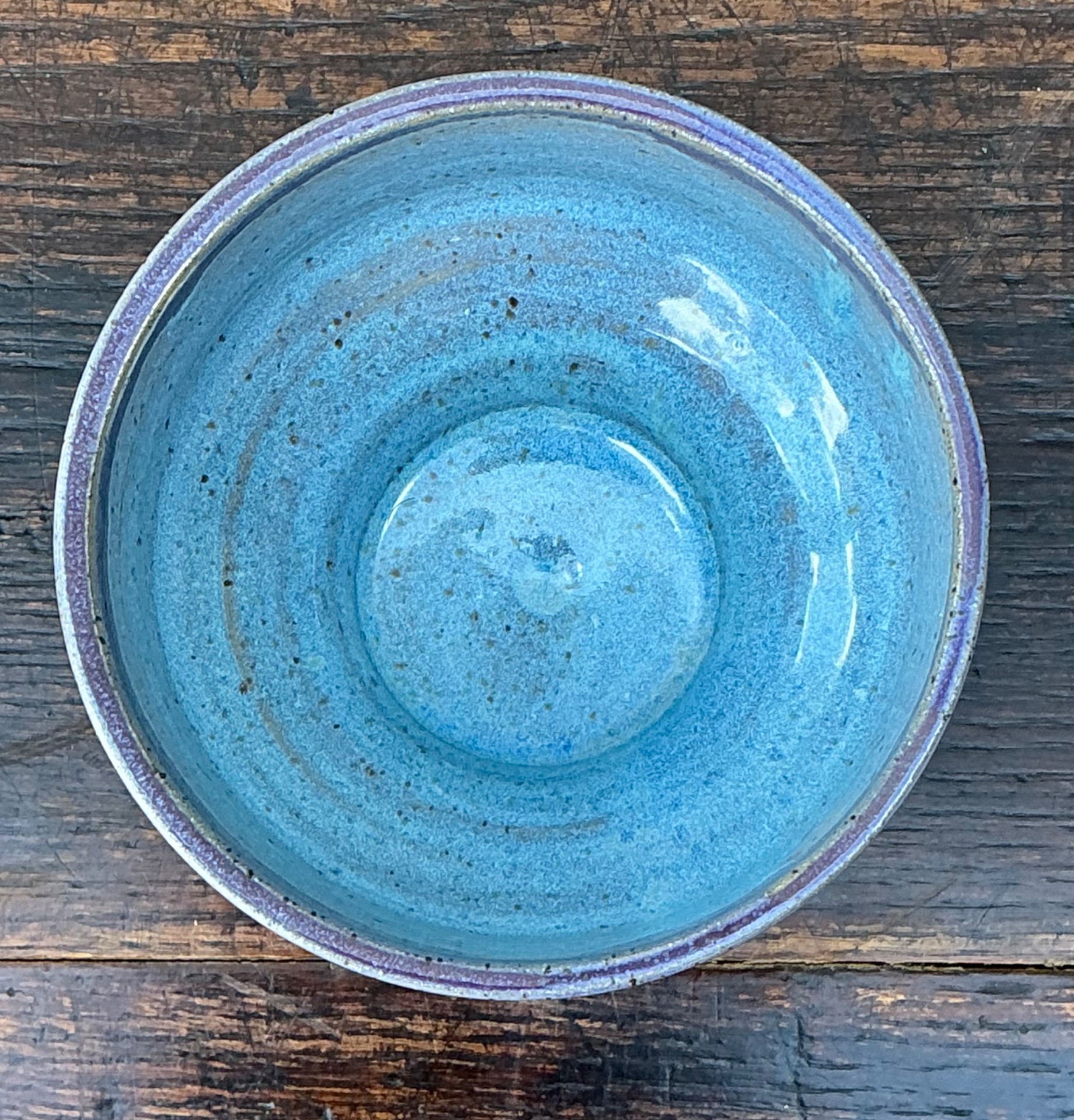 Handcrafted Blue and White Ceramic Bowl - Back view