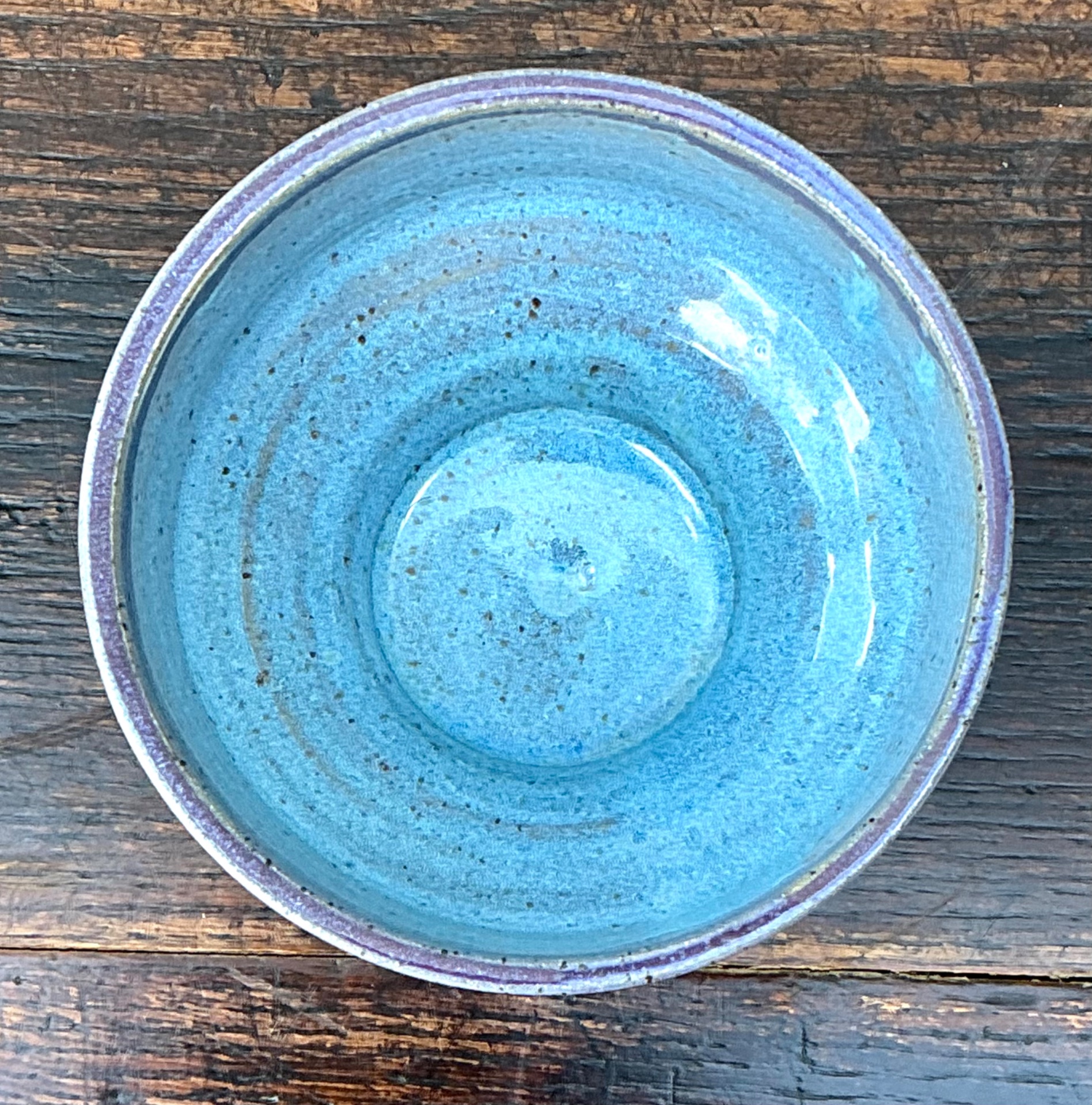 Handcrafted Blue and White Ceramic Bowl - Back view