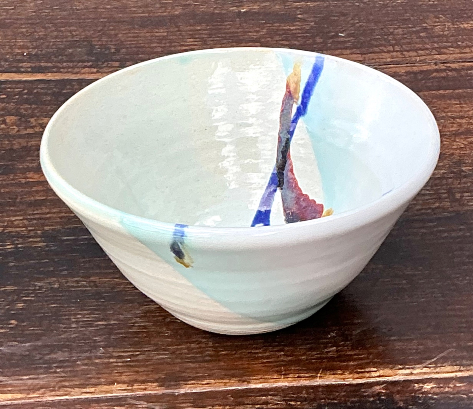 Handcrafted Abstract Glazed Ceramic Bowl - Back view