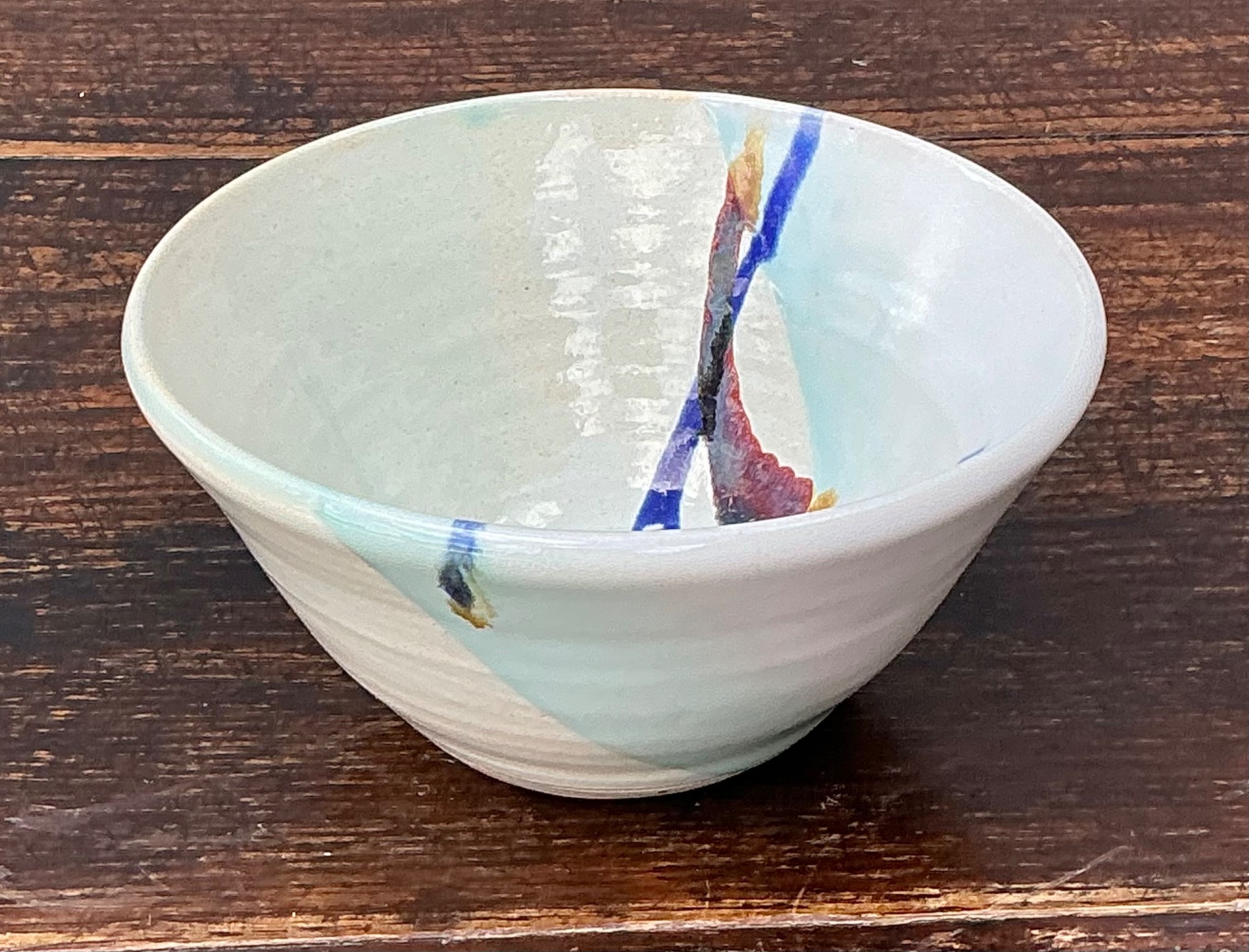 Handcrafted Abstract Glazed Ceramic Bowl - Detail view