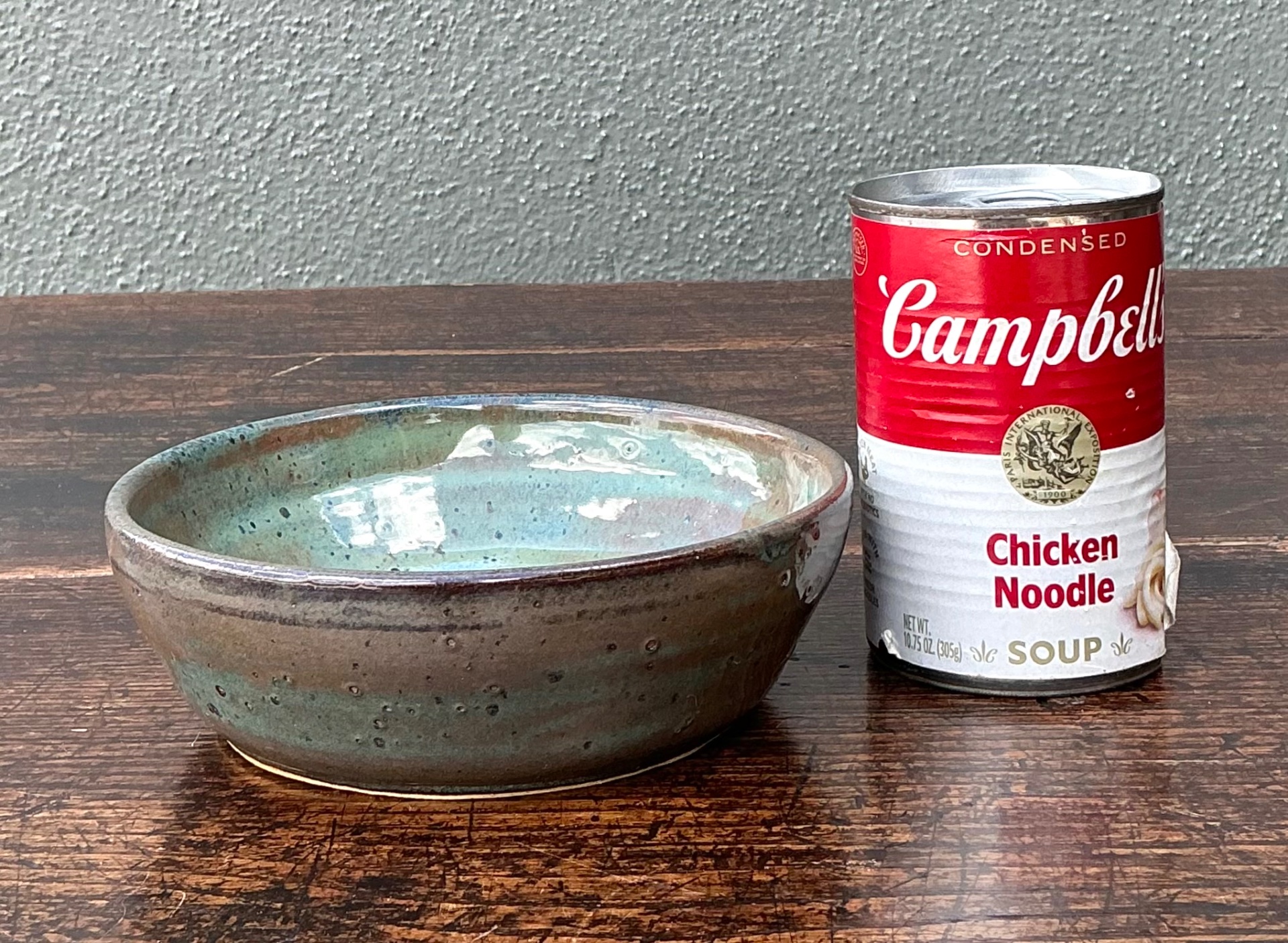 Handcrafted Speckled Green Ceramic Bowl - Back view