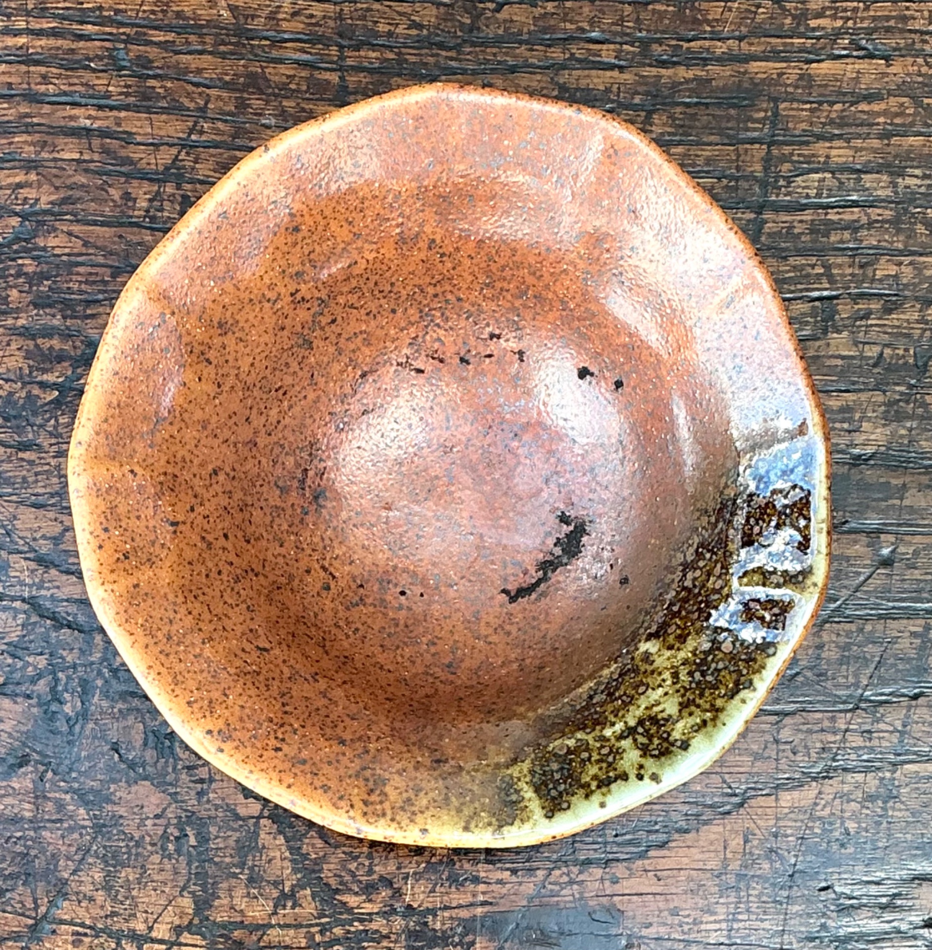 Vintage Textured Ceramic Bowl - Top view