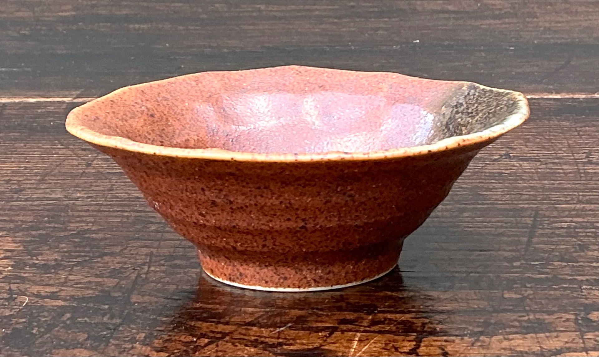 Vintage Textured Ceramic Bowl - Top view