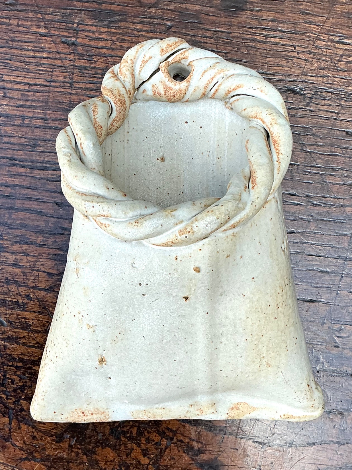 Tracy Signed Ceramic Wall Pocket - Top view