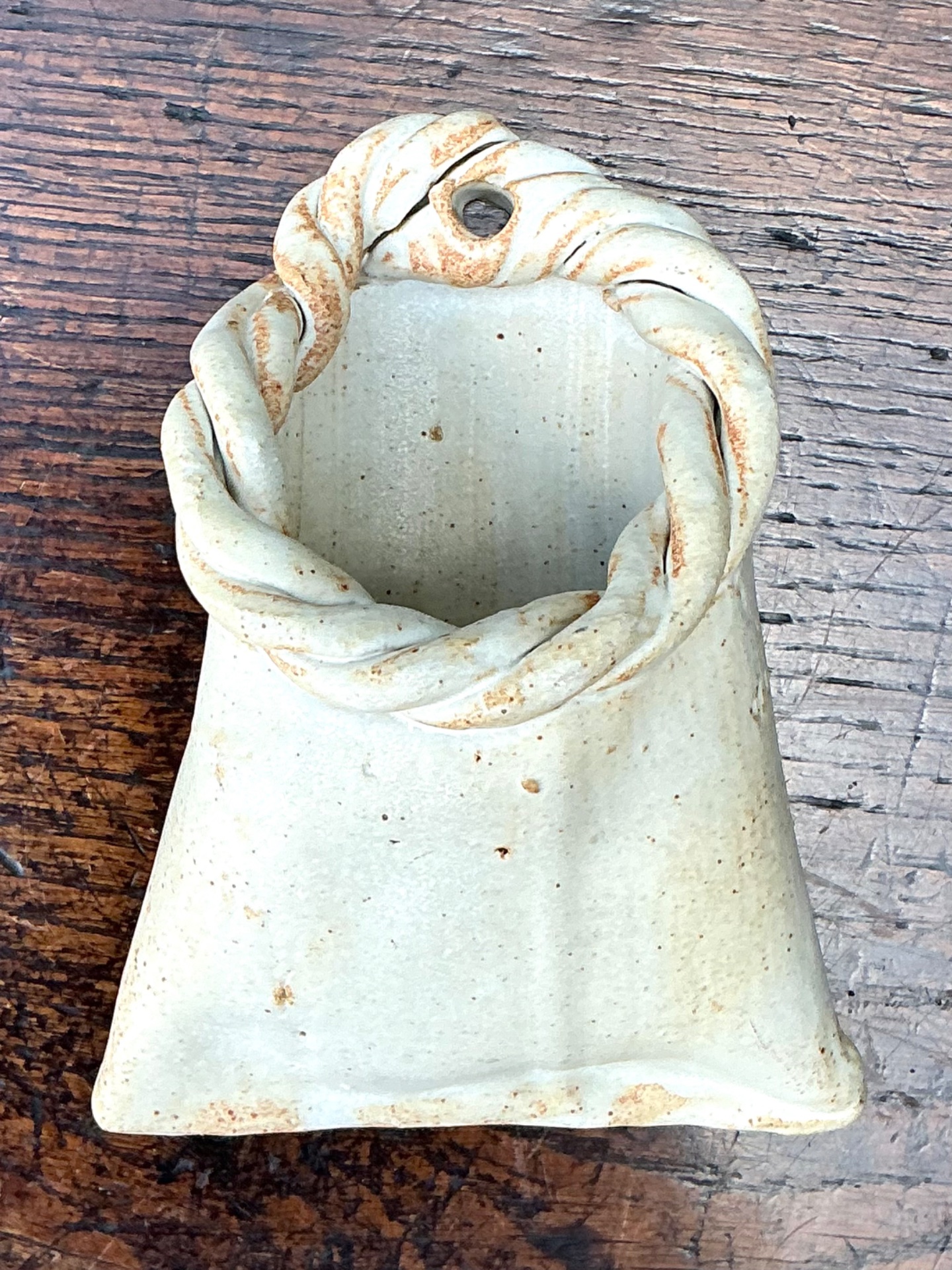 Tracy Signed Ceramic Wall Pocket - Top view