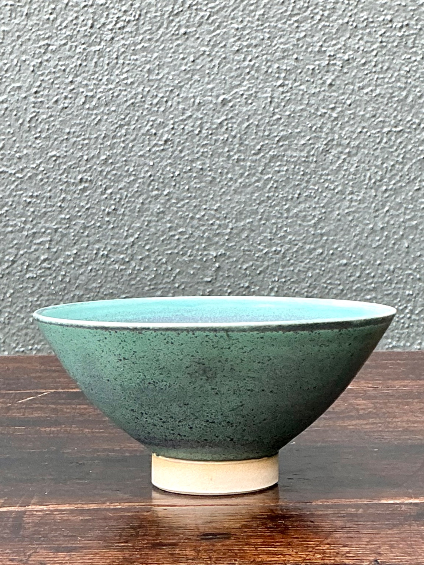 Handcrafted Speckled Green Ceramic Bowl - Top view