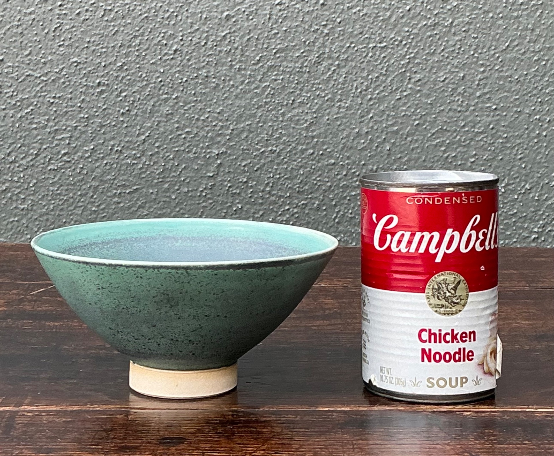 Handcrafted Speckled Green Ceramic Bowl - Side view
