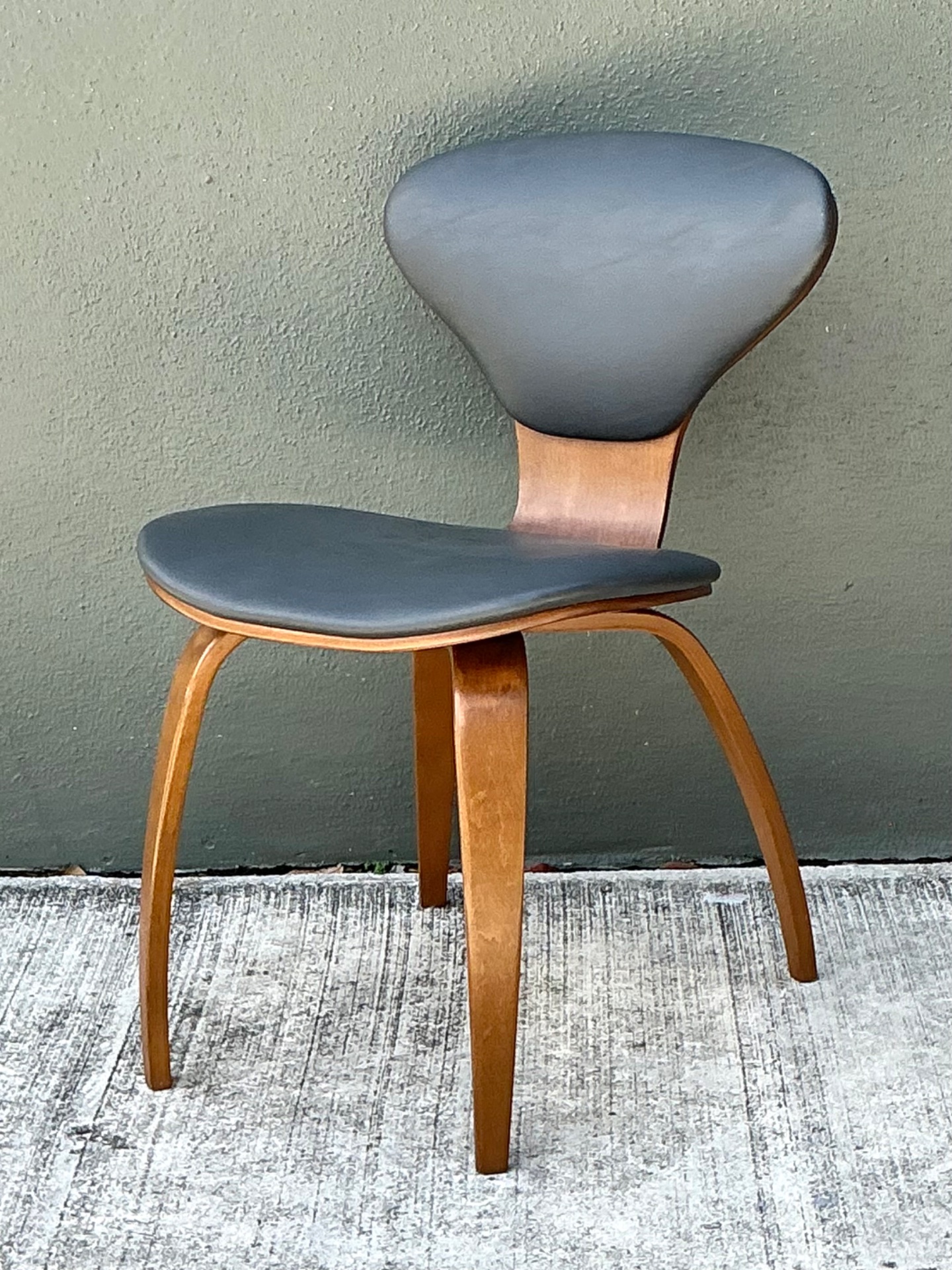 Vintage Wood and Leather Cherner Dining Chair - Top view